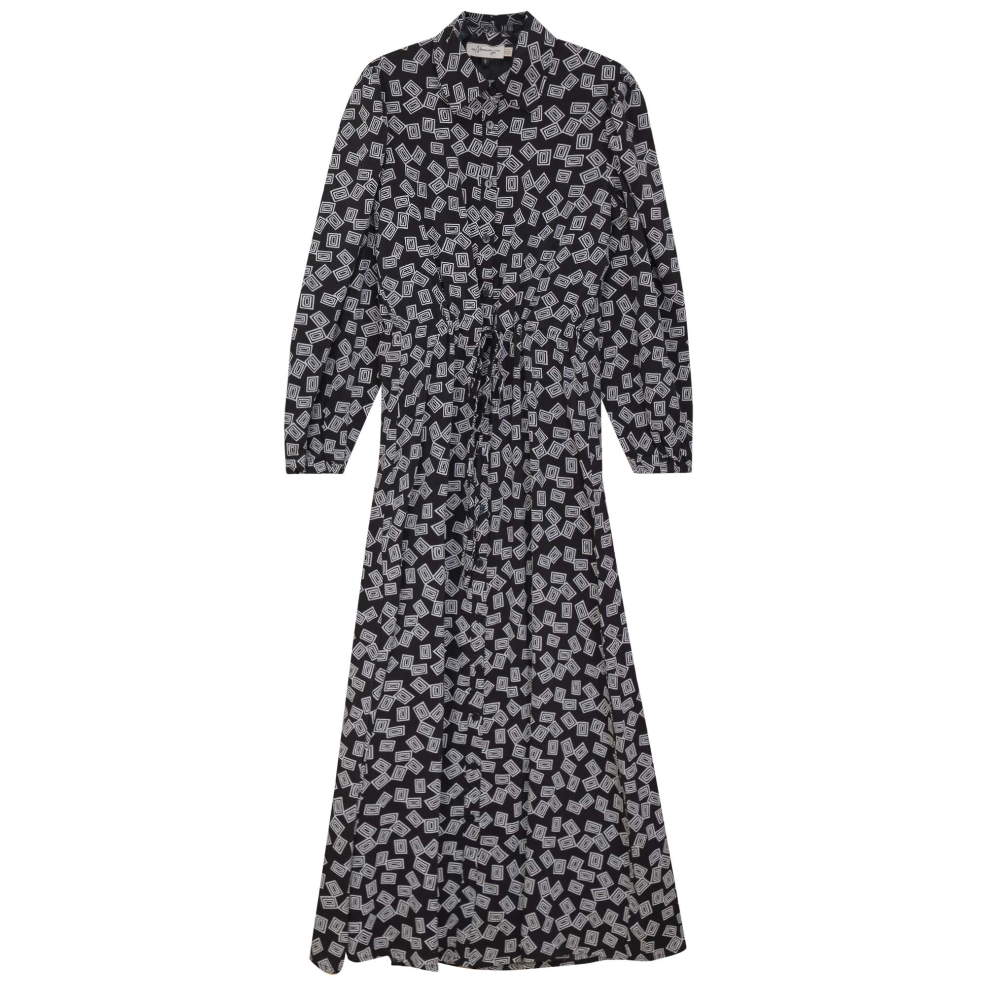 Chiffon Tie Shirt Dress in Black Squares by The Norway Club