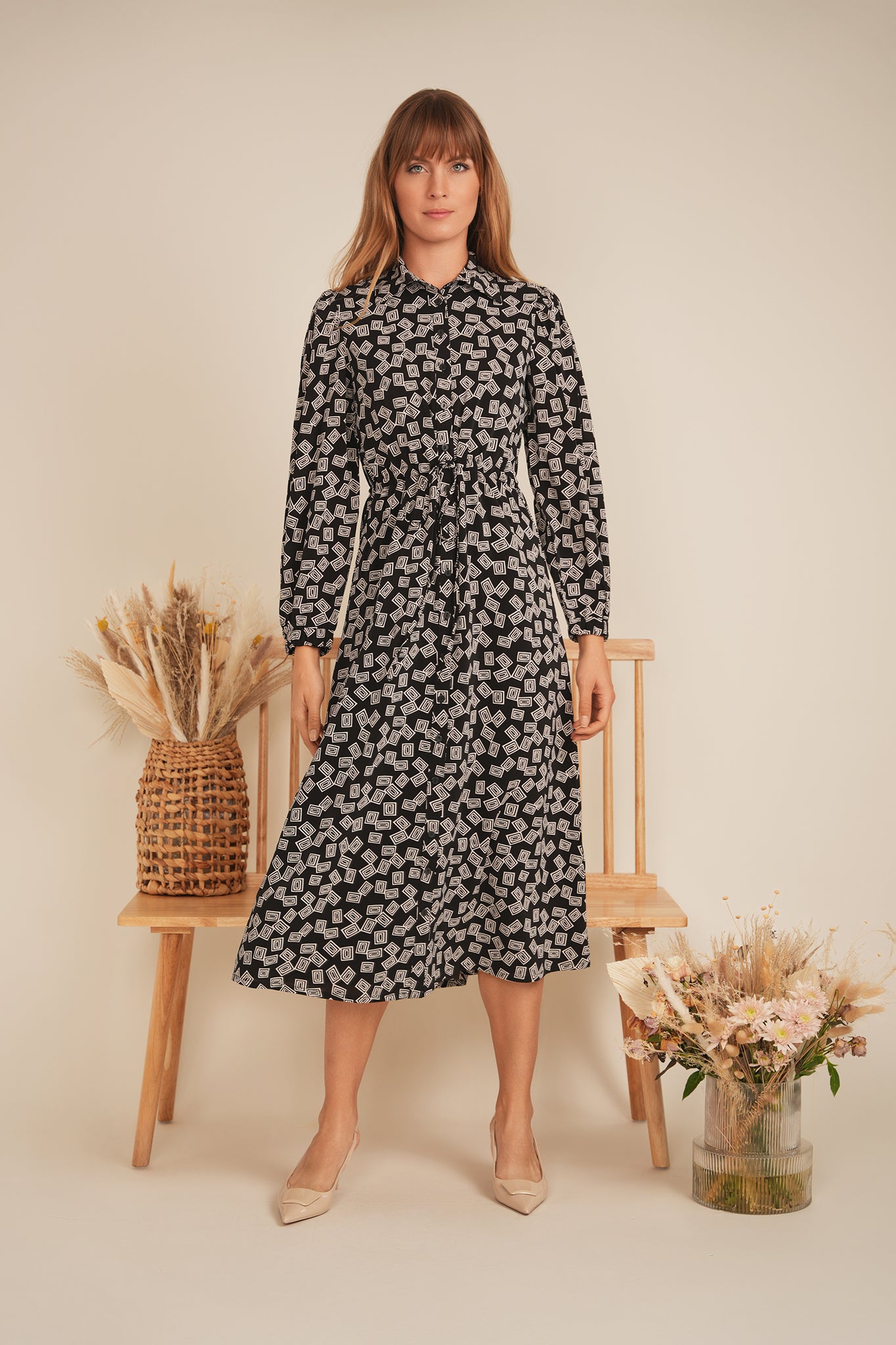 Chiffon Tie Shirt Dress in by The Norway Club