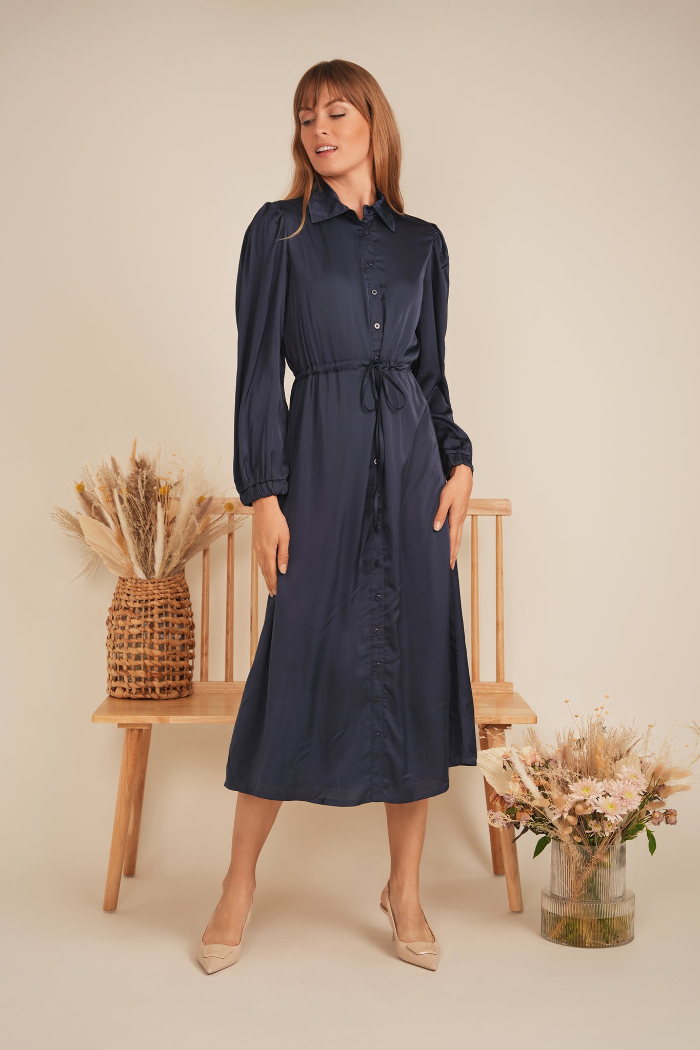 Chiffon Tie Shirt Dress in by The Norway Club