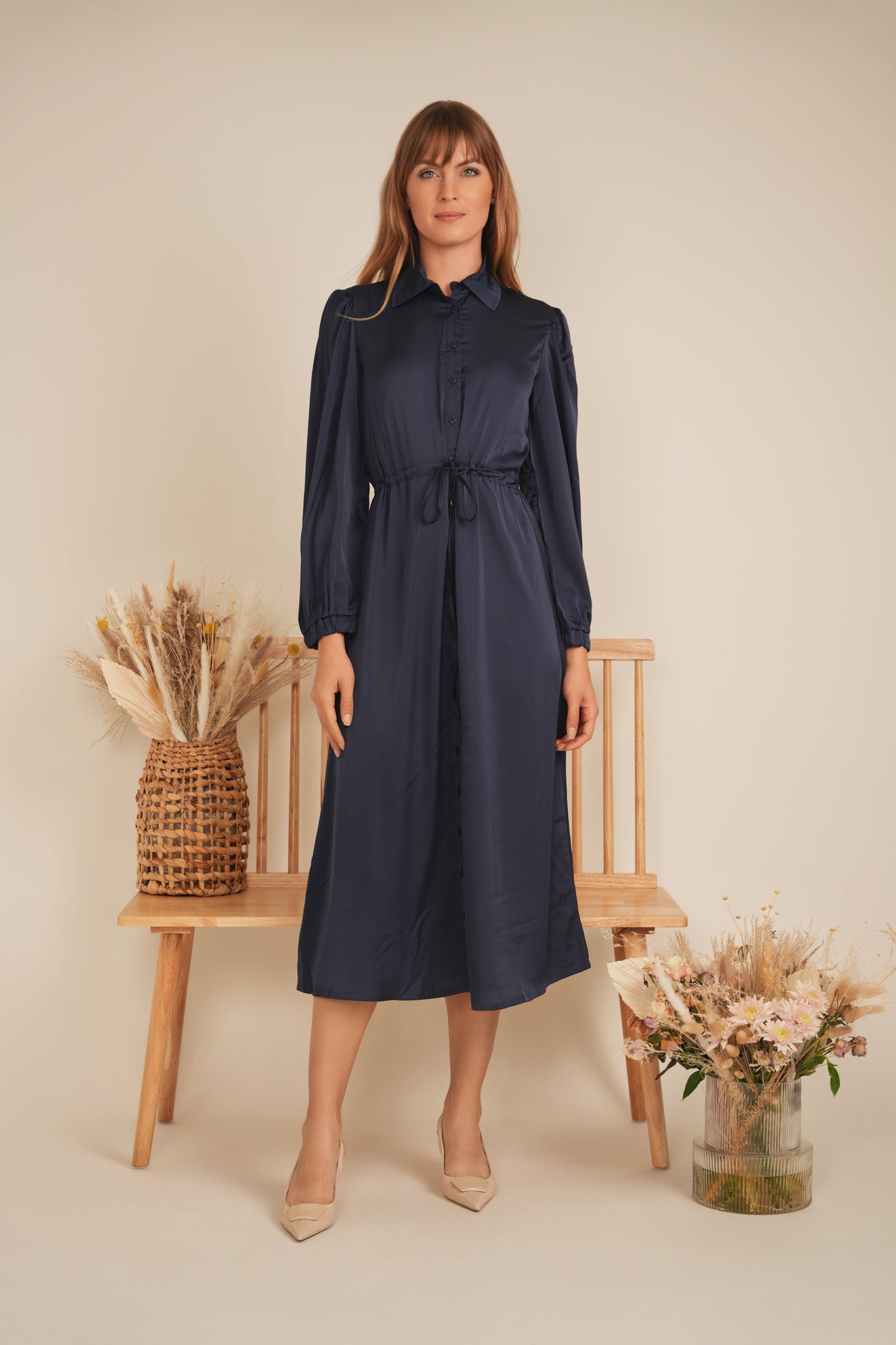 Chiffon Tie Shirt Dress in by The Norway Club