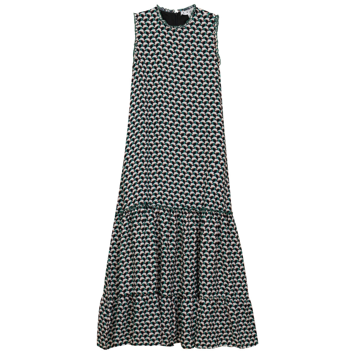 Printed Chiffon Tiered Jumper in Green by E.U.X. Exclusive