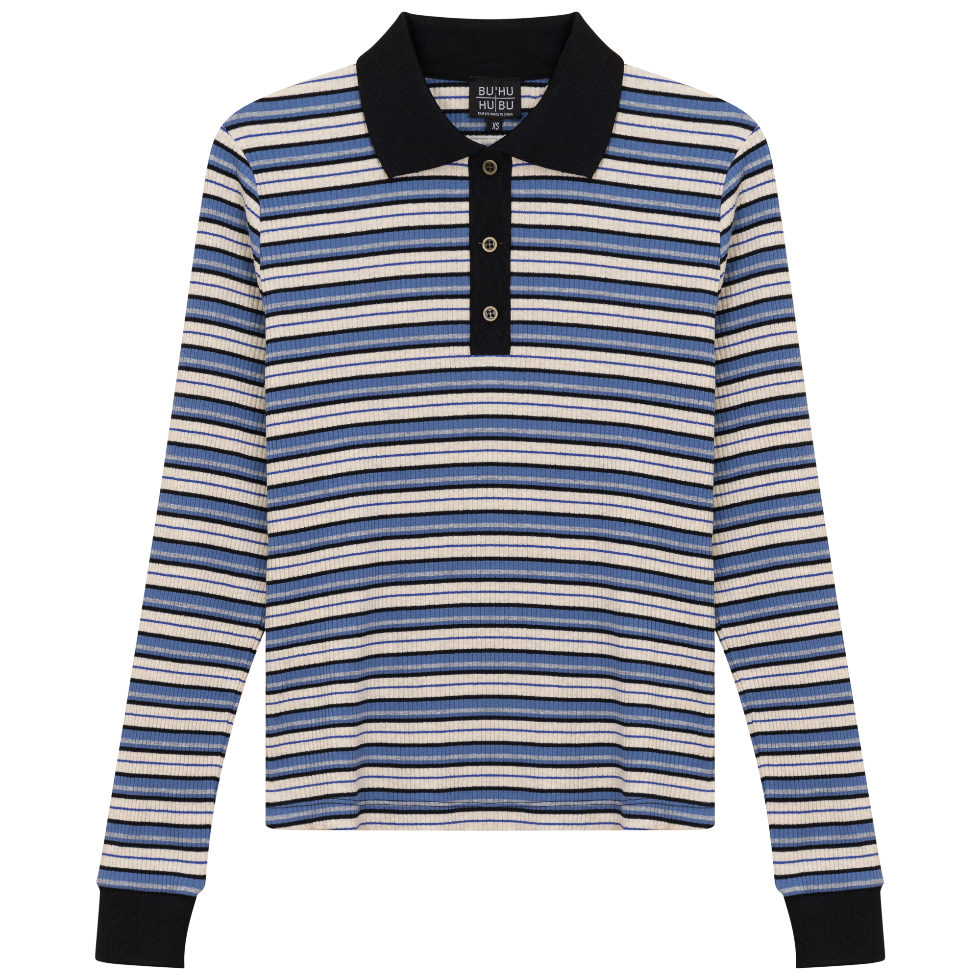 Striped Polo in Chambray by BuHu