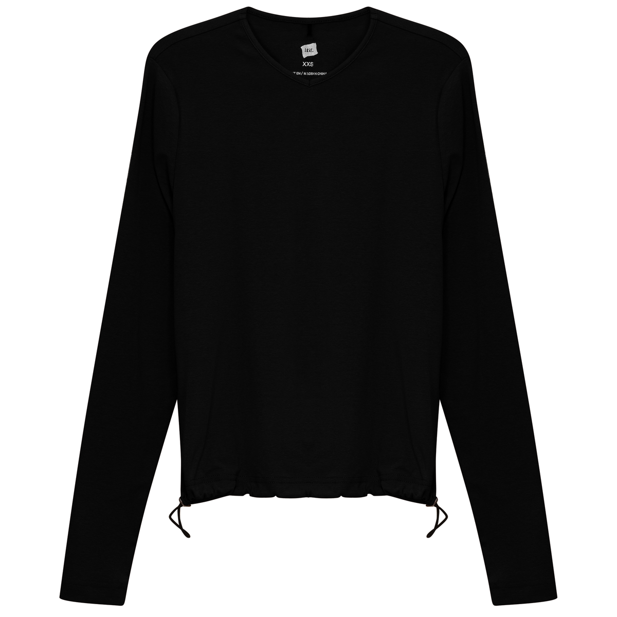 V Neck Bungee Tee in Black by Riff