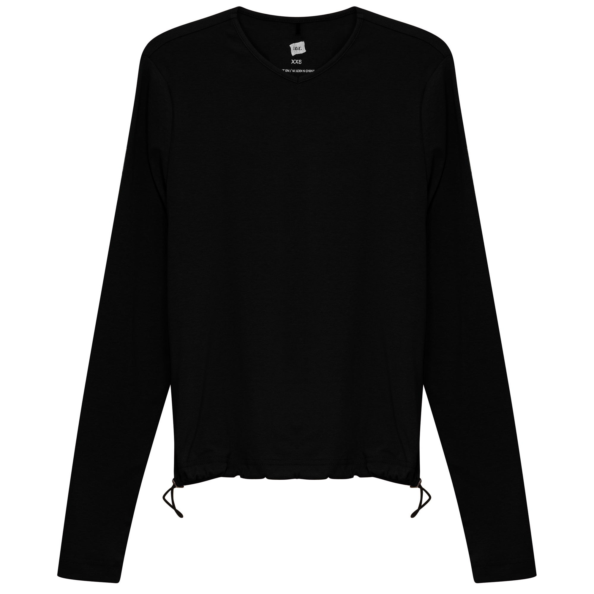 V Neck Bungee Tee in Black by Riff