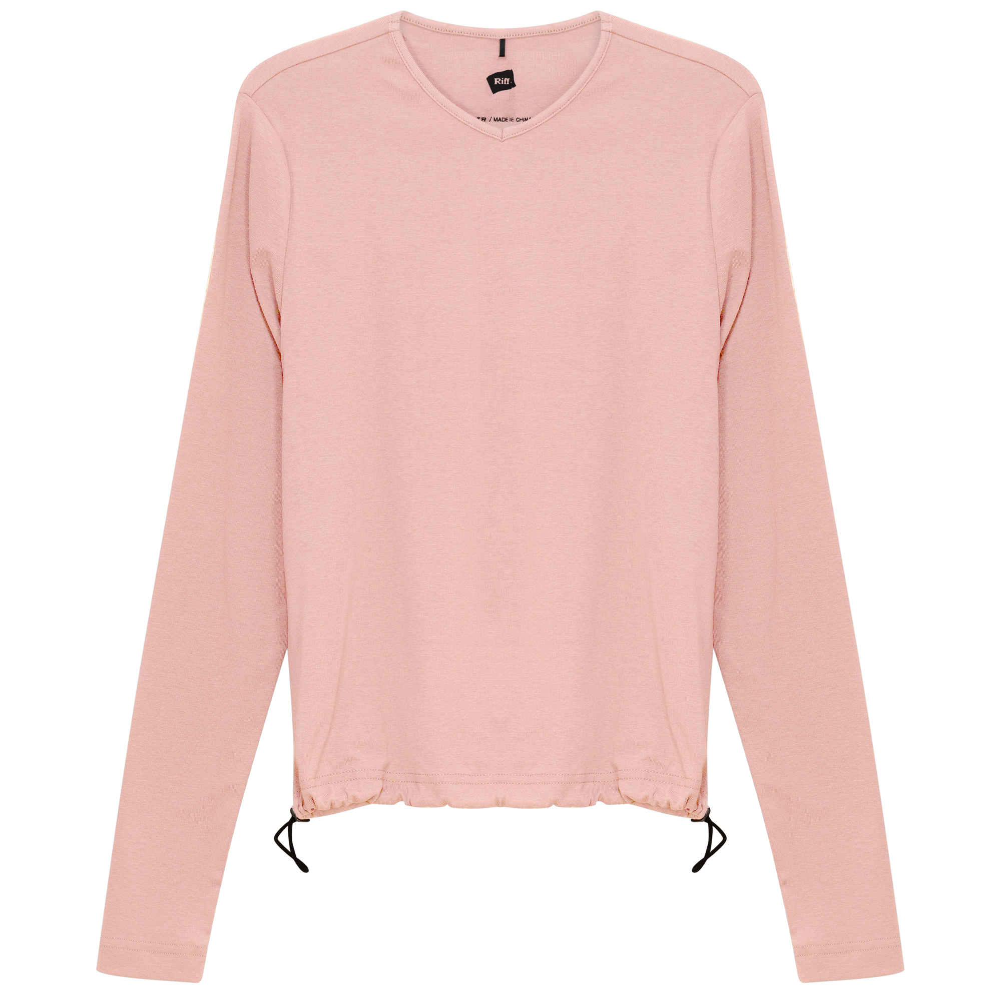 V Neck Bungee Tee in Light Misty Rose by Riff