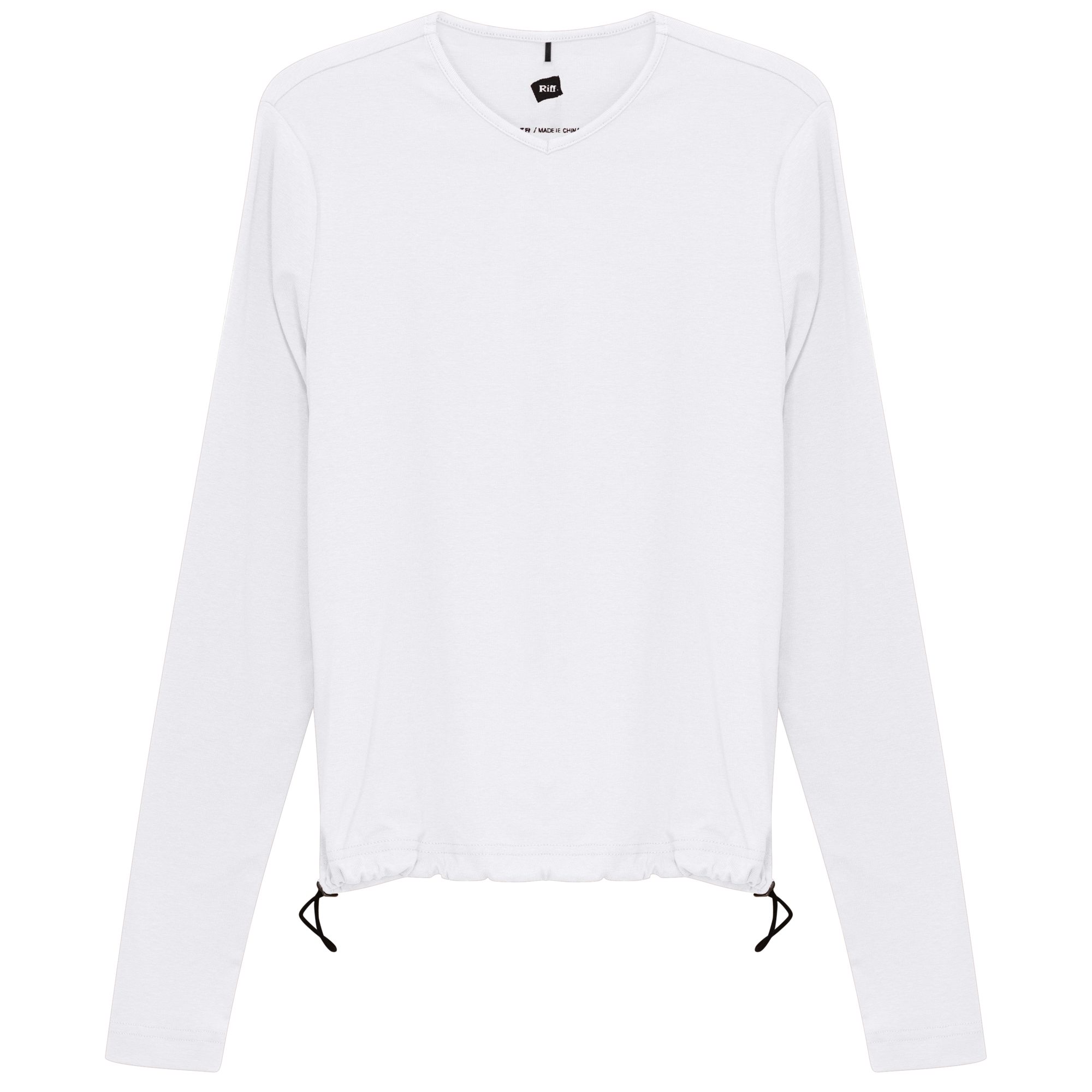V Neck Bungee Tee in White by Riff