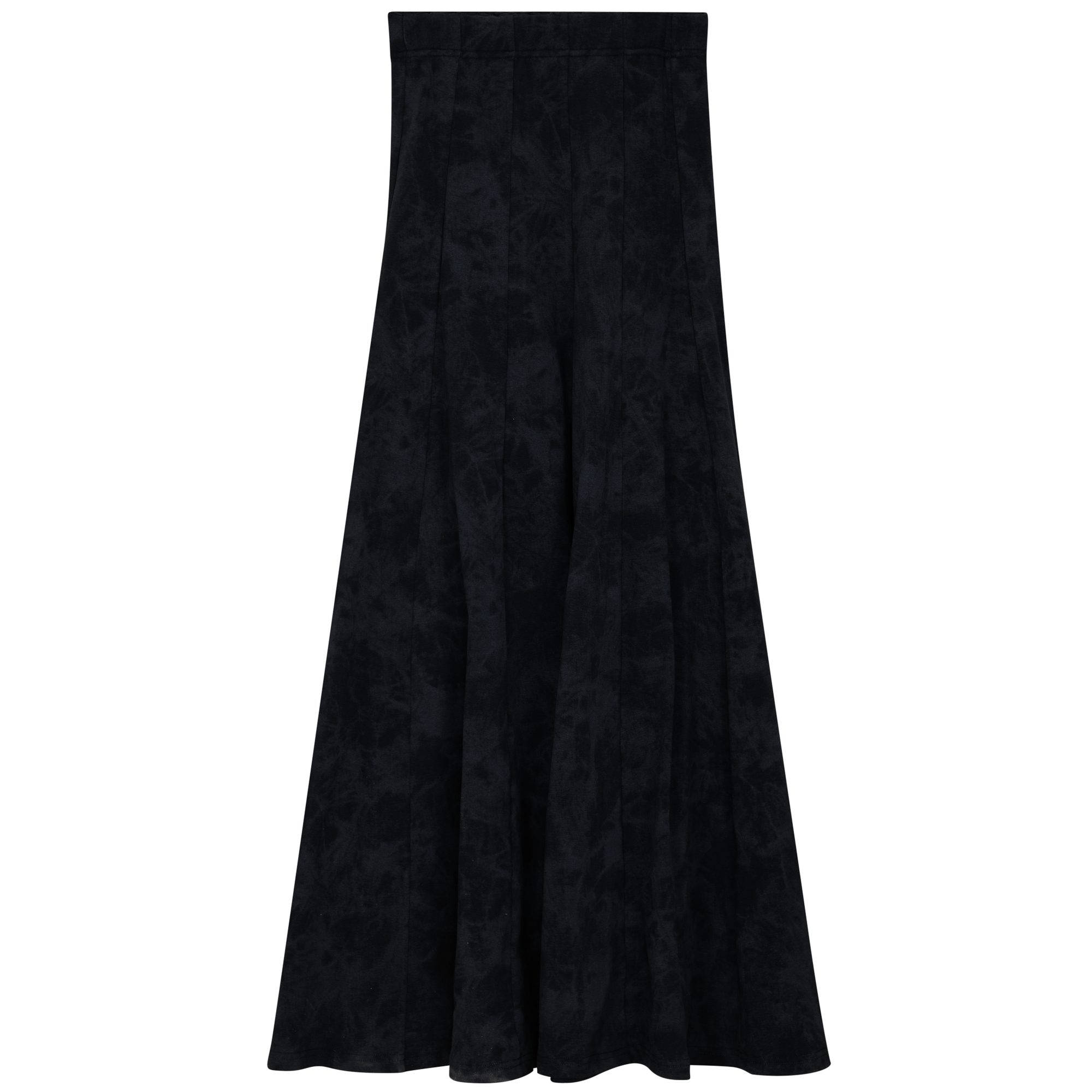 Paneled Acid Wash Maxi Skirt in Black by Spades