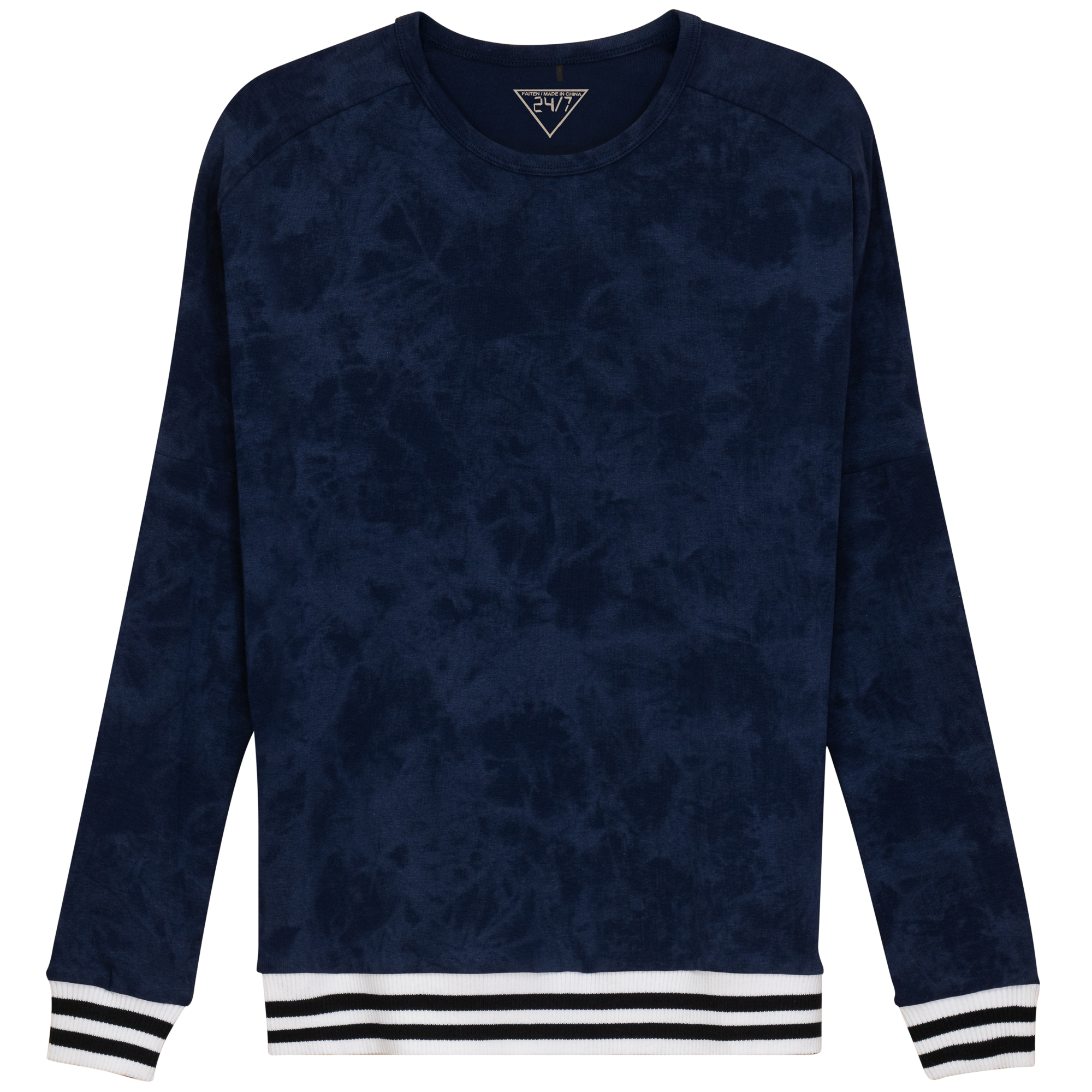 Dolman Stripped Elastic Top in Navy by 24/7