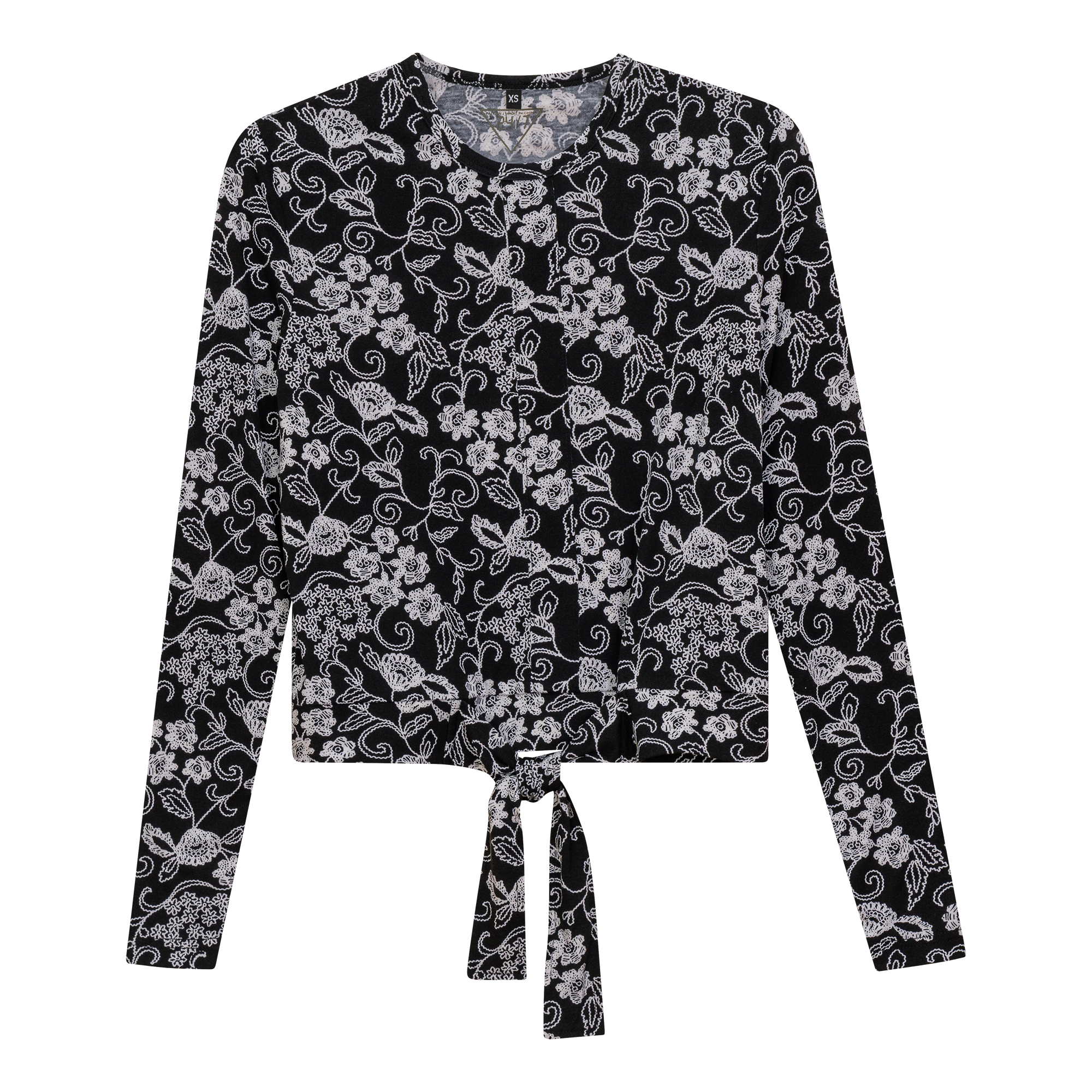 Printed Tie Tee in Black White by 24/7