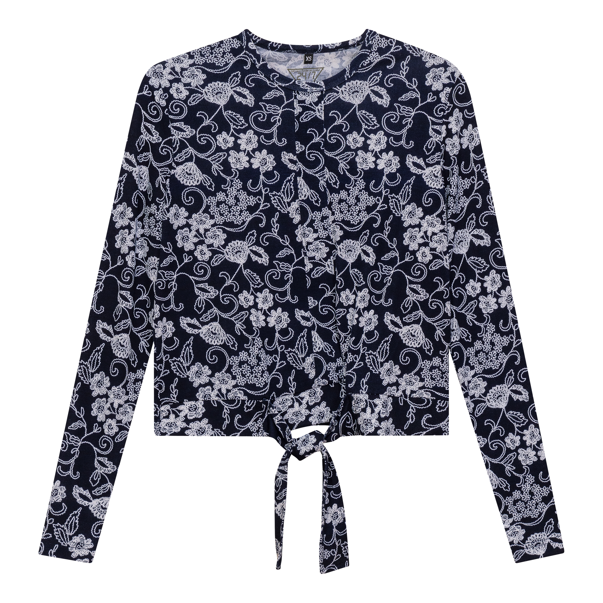 Printed Tie Tee in Navy White by 24/7