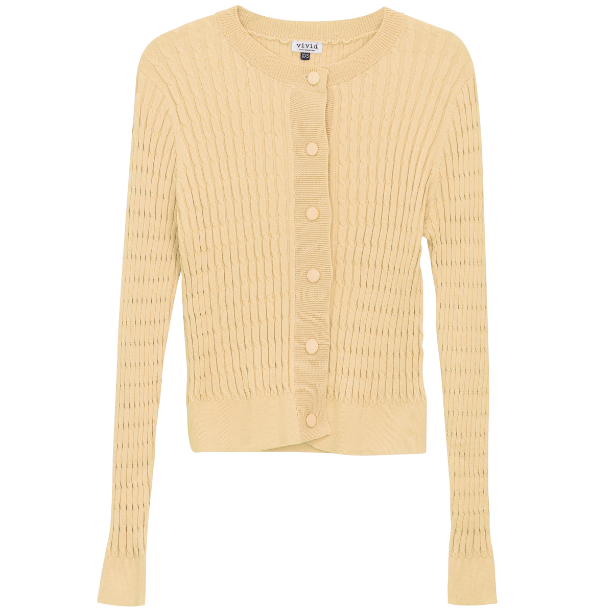 Cropped Cable Knit Cardigan in Yellow Gold by Vivid