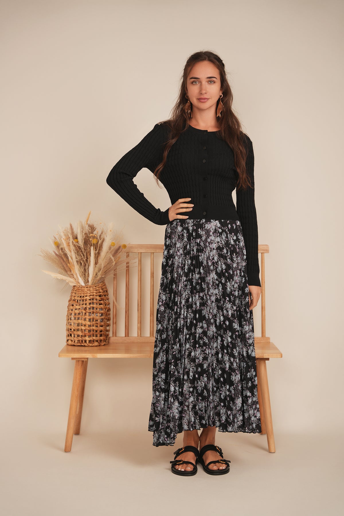 Cropped Cable Knit Cardigan in by Vivid