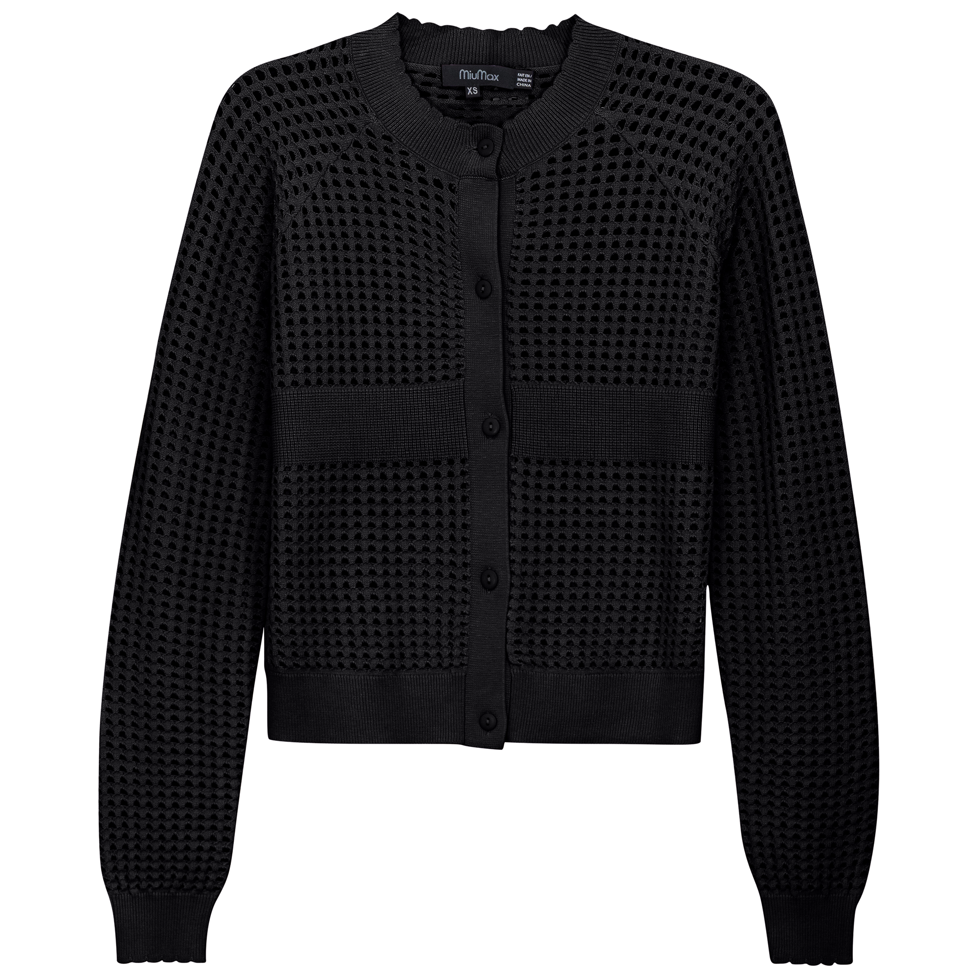 Cropped Crochet Cardigan in Black by MiuMax