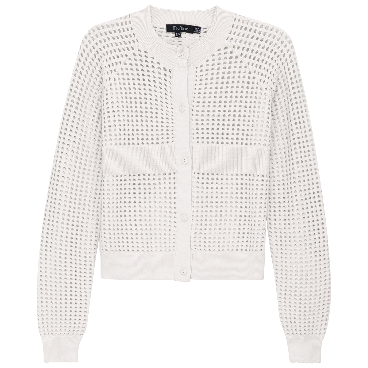 Cropped Crochet Cardigan in White by MiuMax