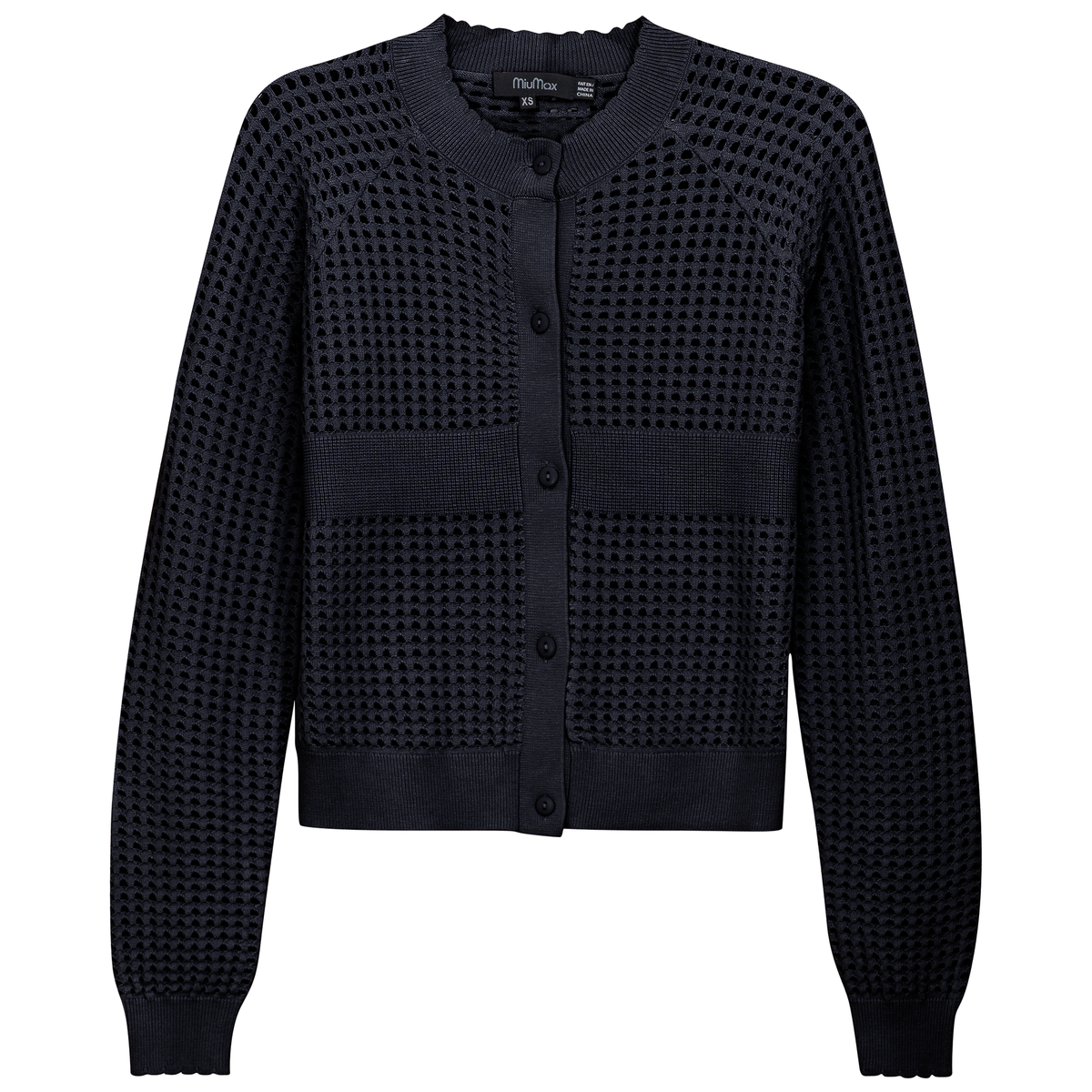 Cropped Crochet Cardigan in Dark Navy by MiuMax