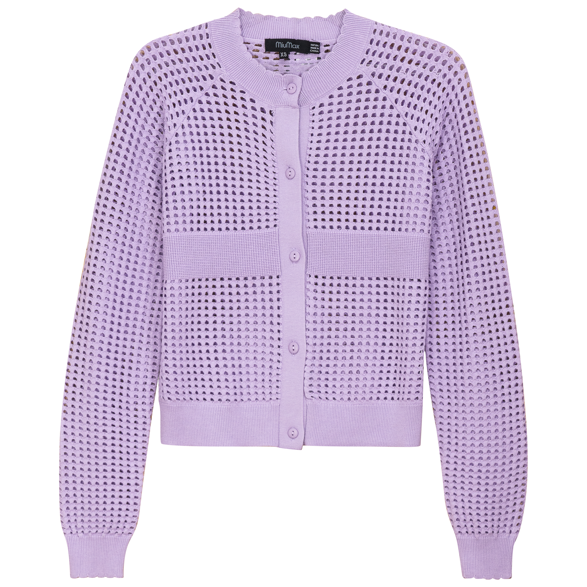 Cropped Crochet Cardigan in Light Lilac by MiuMax