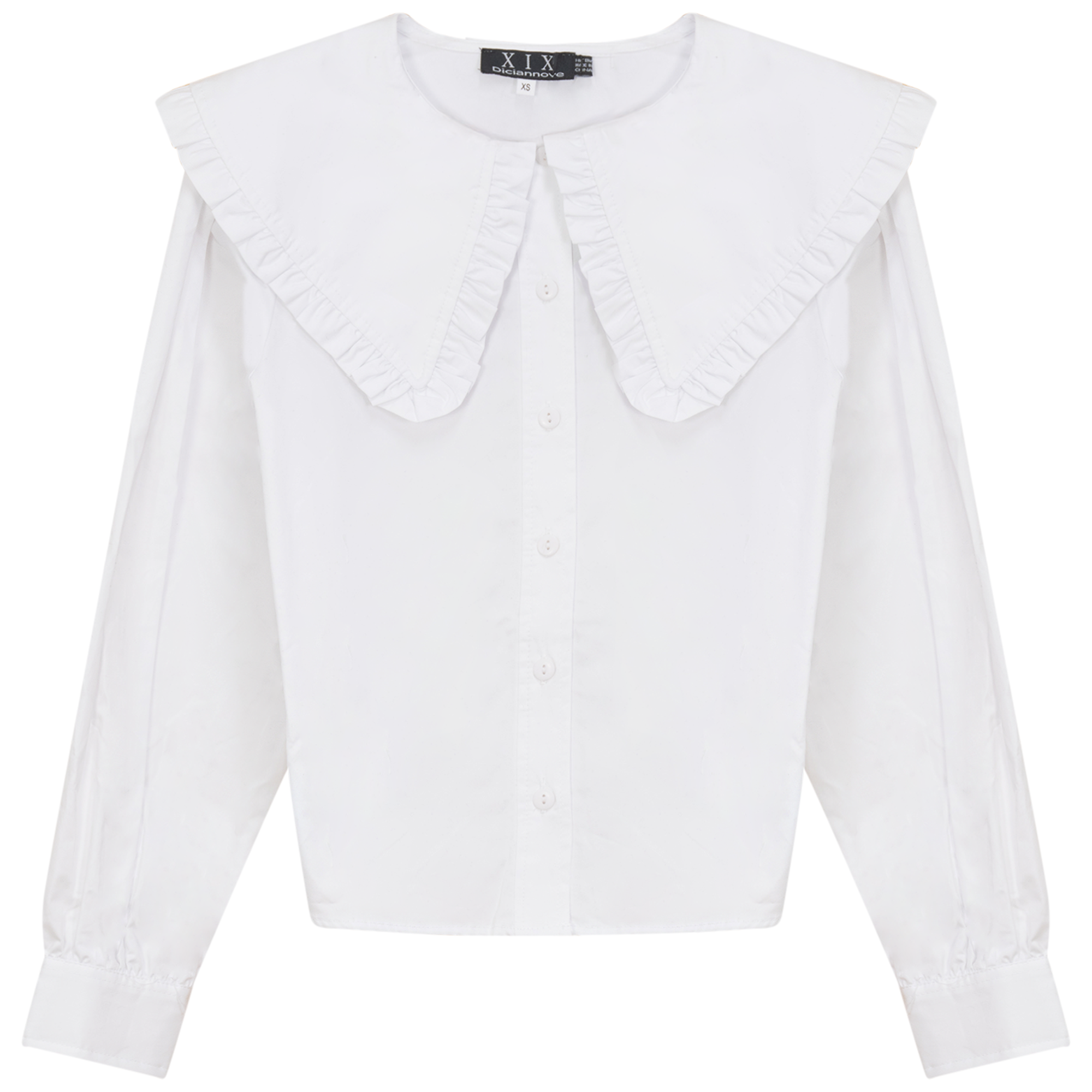 Bib Collar Cotton Shirt in White by Diciannove