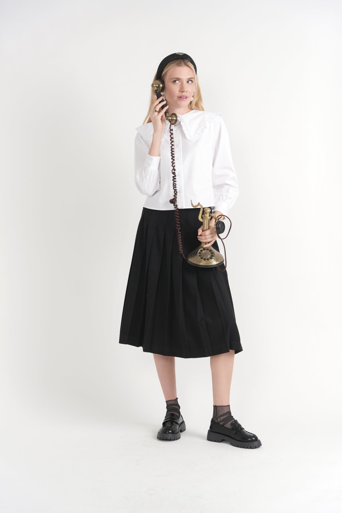Bib Collar Cotton Shirt in by Diciannove