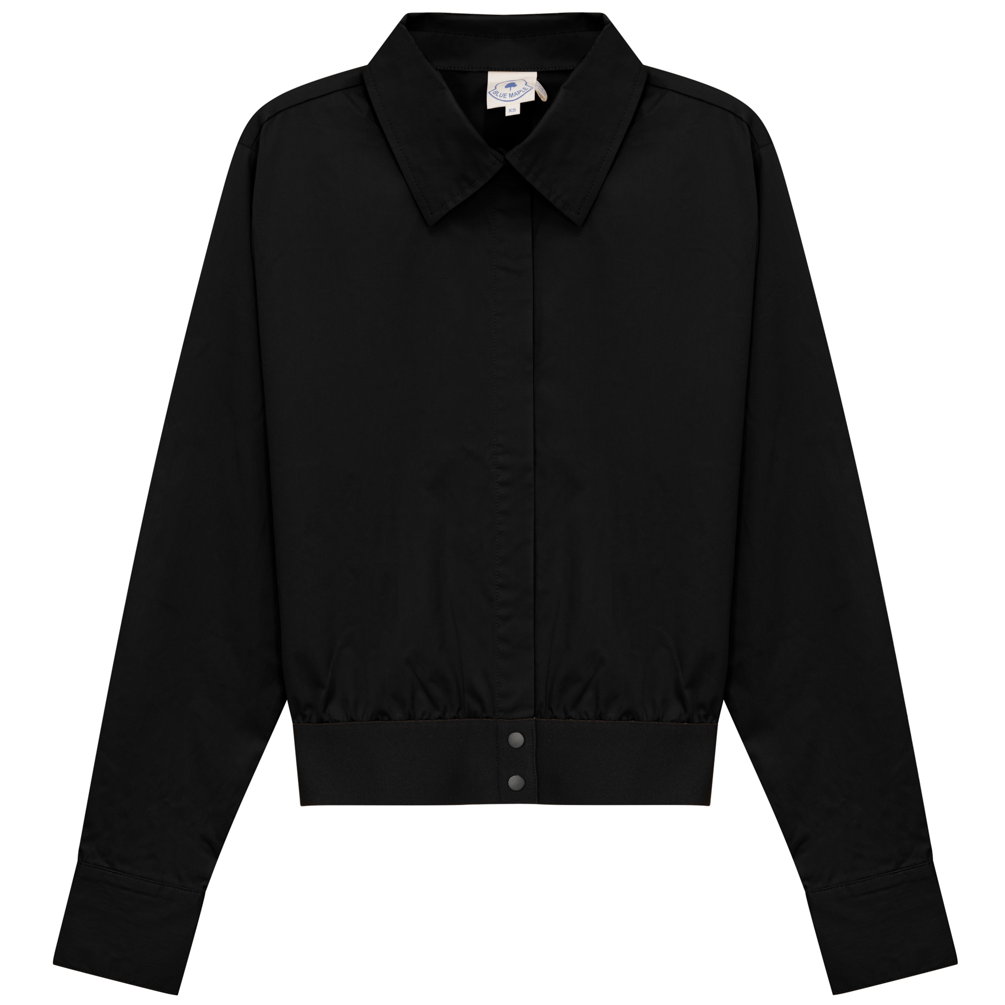 Cropped Cotton Belt Blouse in Black by Blue Maple