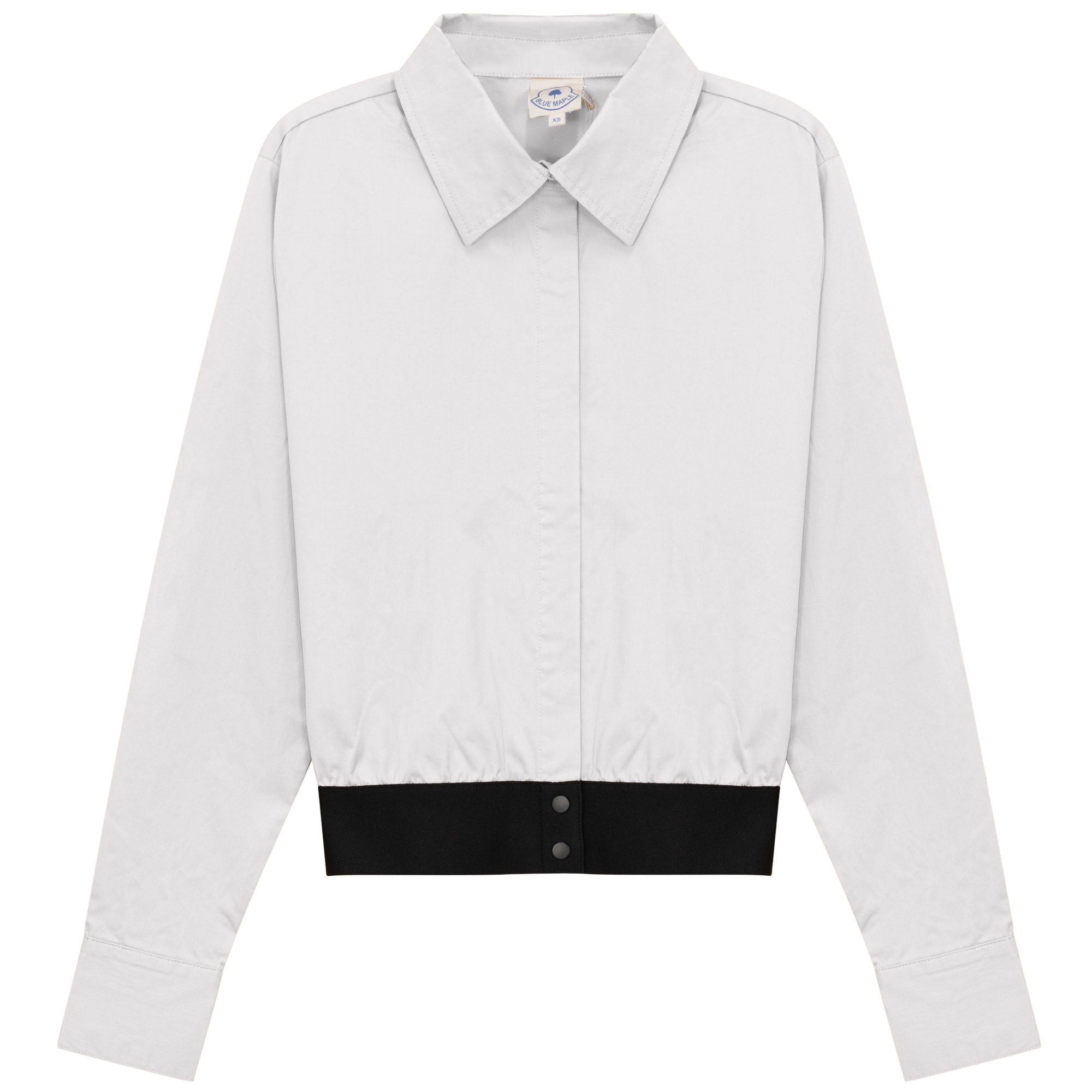 Cropped Cotton Belt Blouse in White by Blue Maple