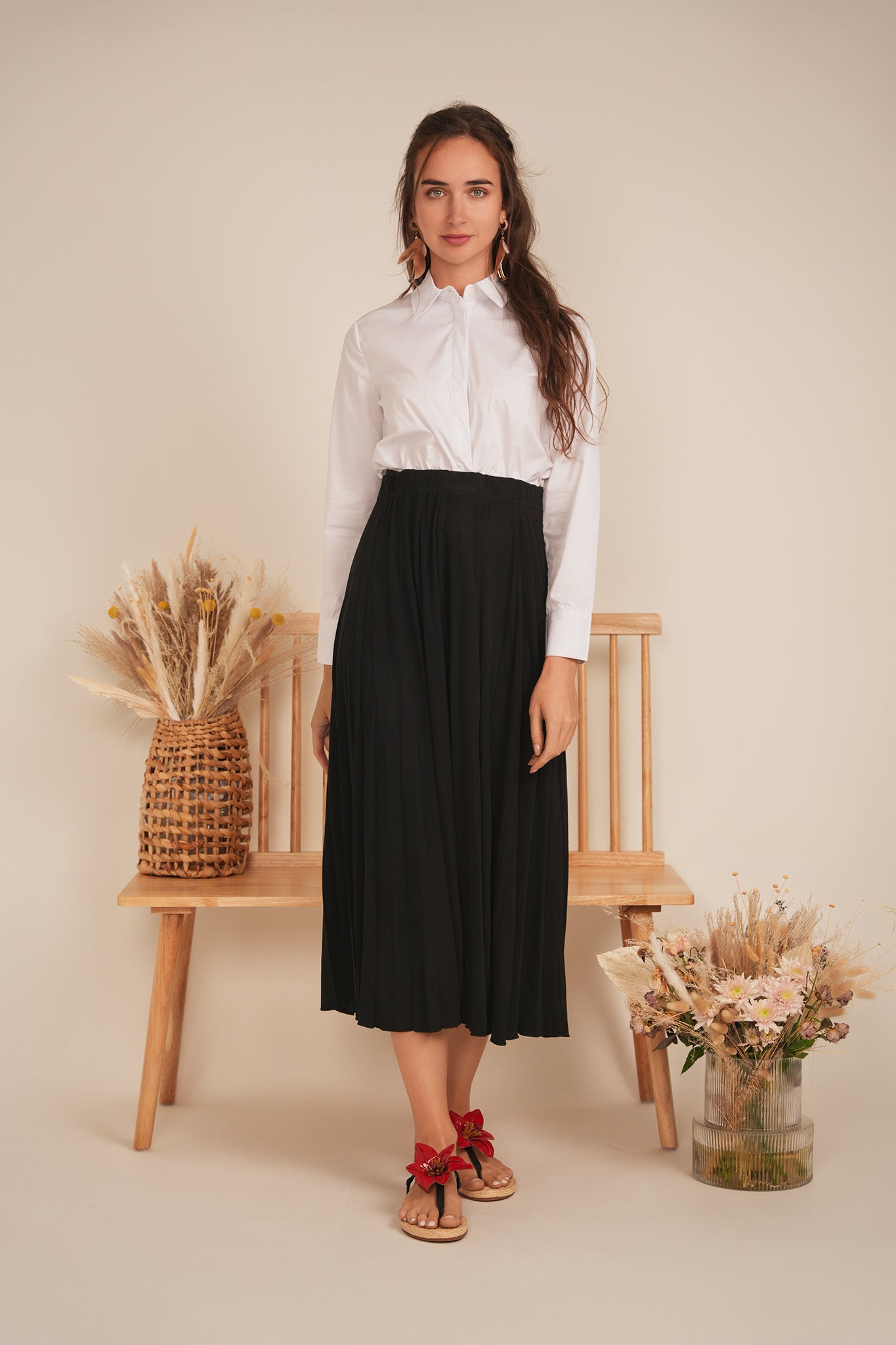 Cropped Cotton Belt Blouse in by Blue Maple