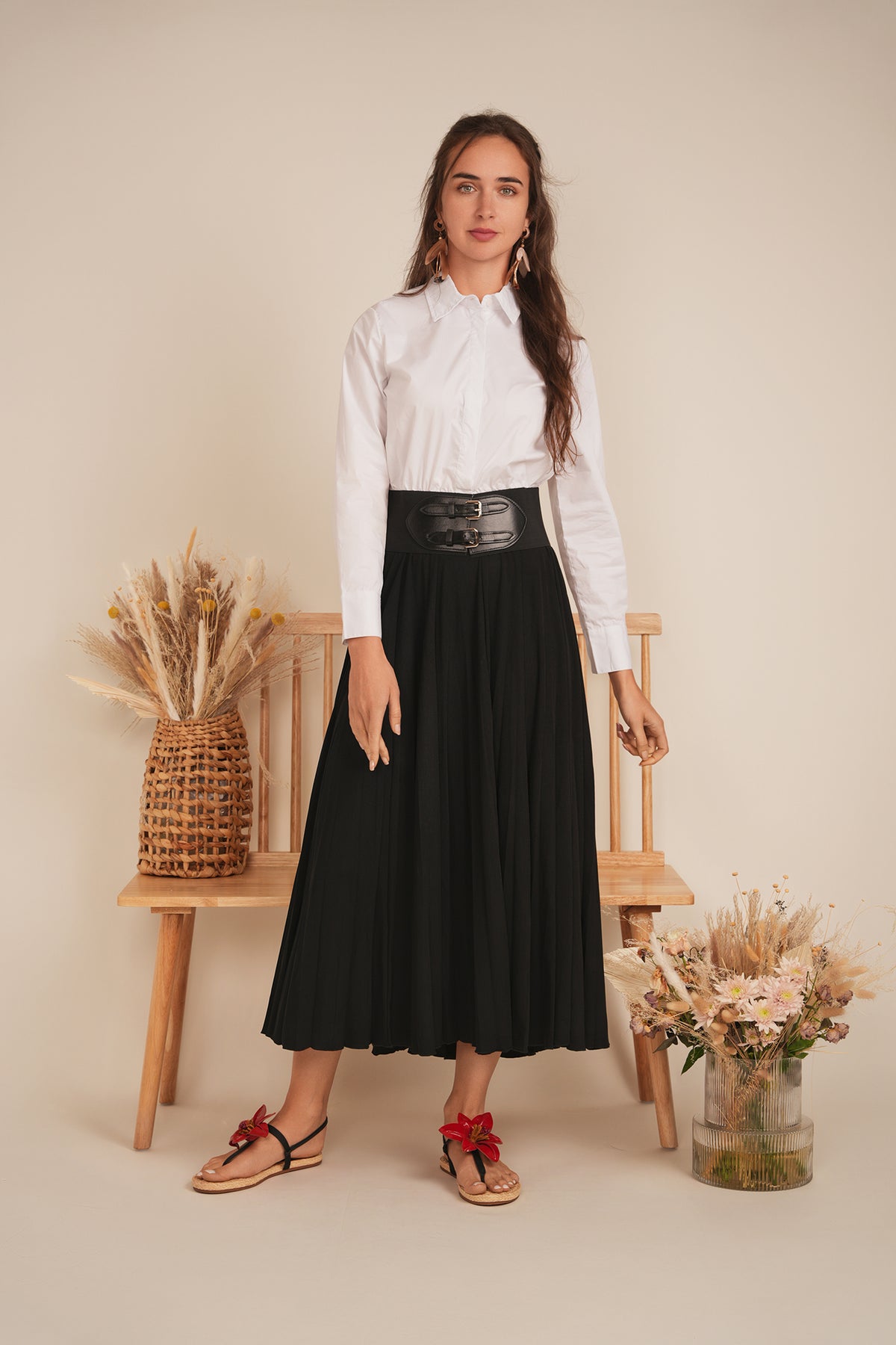 Cropped Cotton Belt Blouse in by Blue Maple