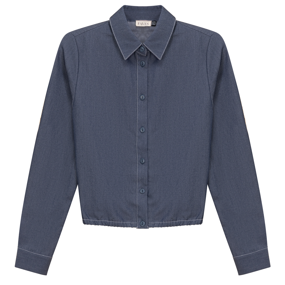 Cropped Chambray Shirt in Dark Denim by Faves