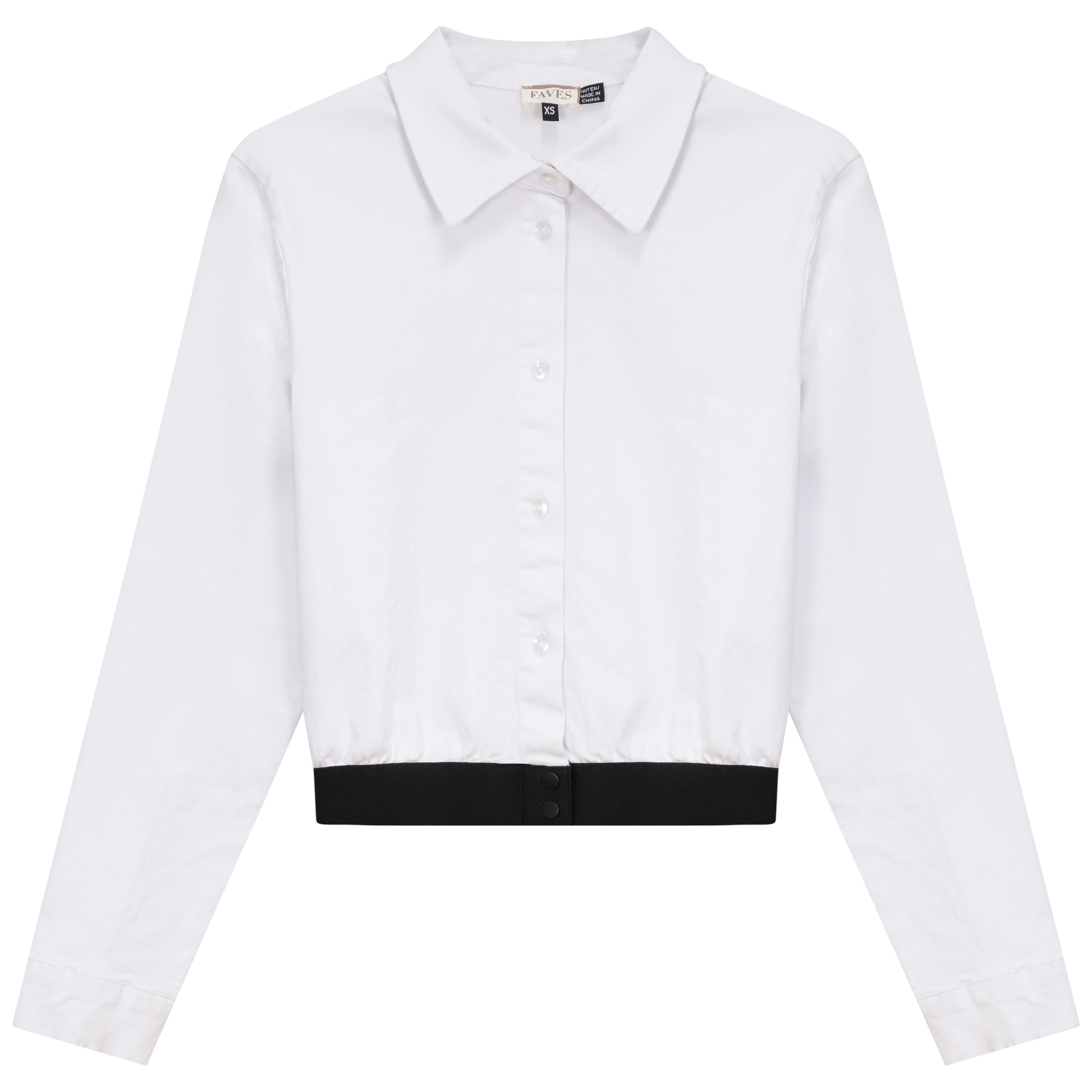 Cropped Denim Elastic Shirt in White Denim by Faves