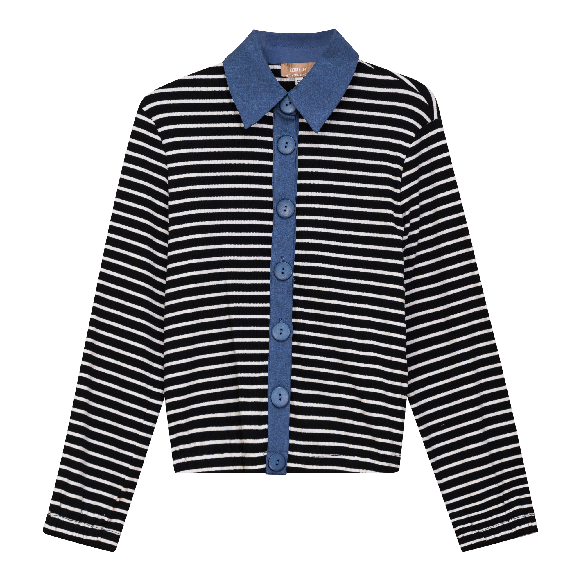 Striped Button Down Cardigan in Black White by Birch