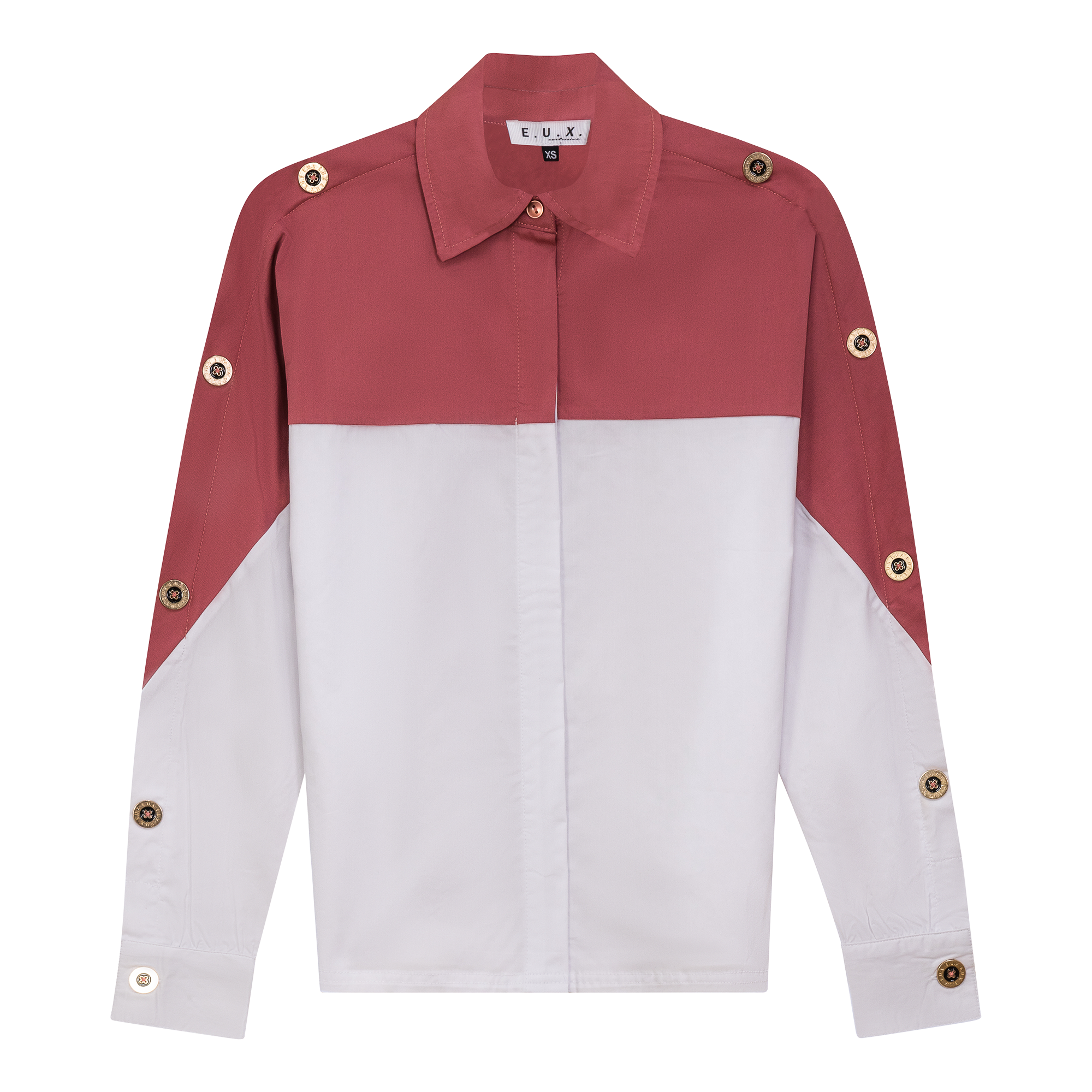 Dolman 2 Tone Button Shirt in White Champagne by E.U.X. Exclusive