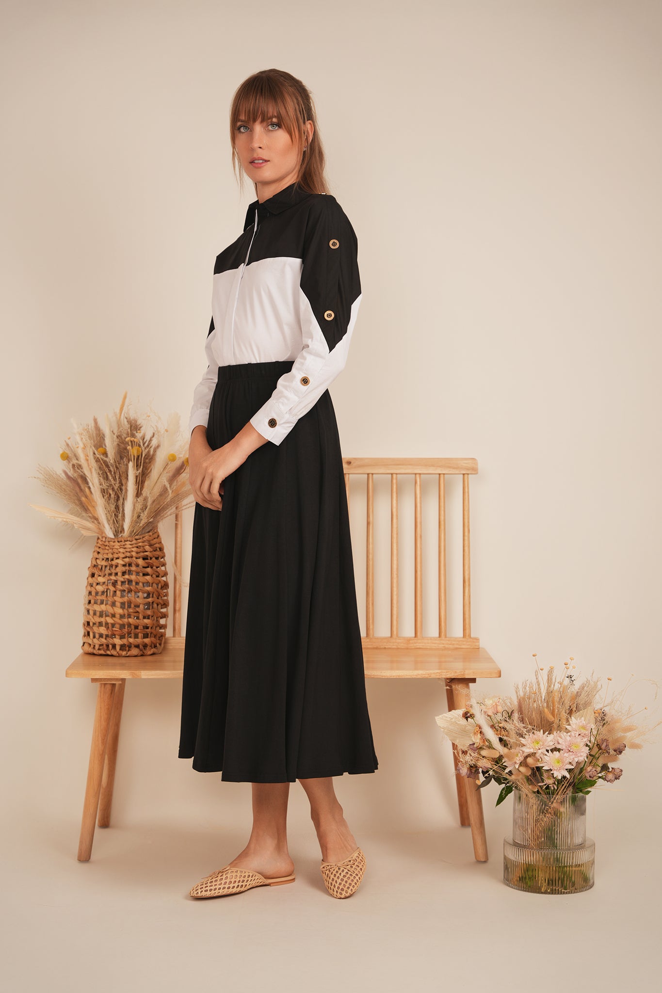 Dolman 2 Tone Button Shirt in by E.U.X. Exclusive