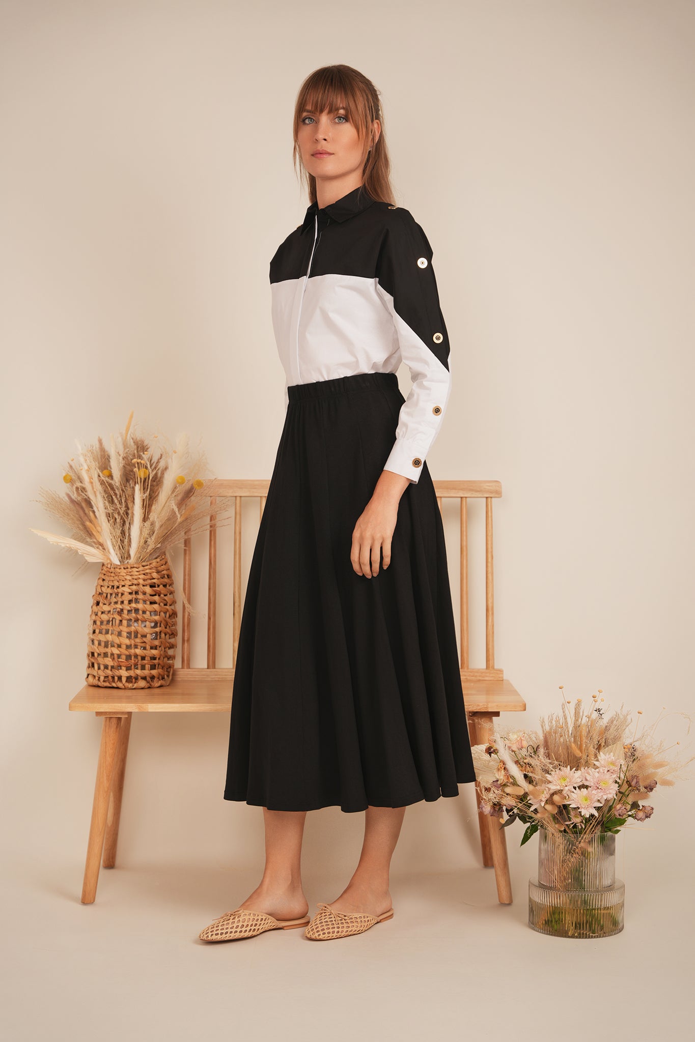 Dolman 2 Tone Button Shirt in by E.U.X. Exclusive