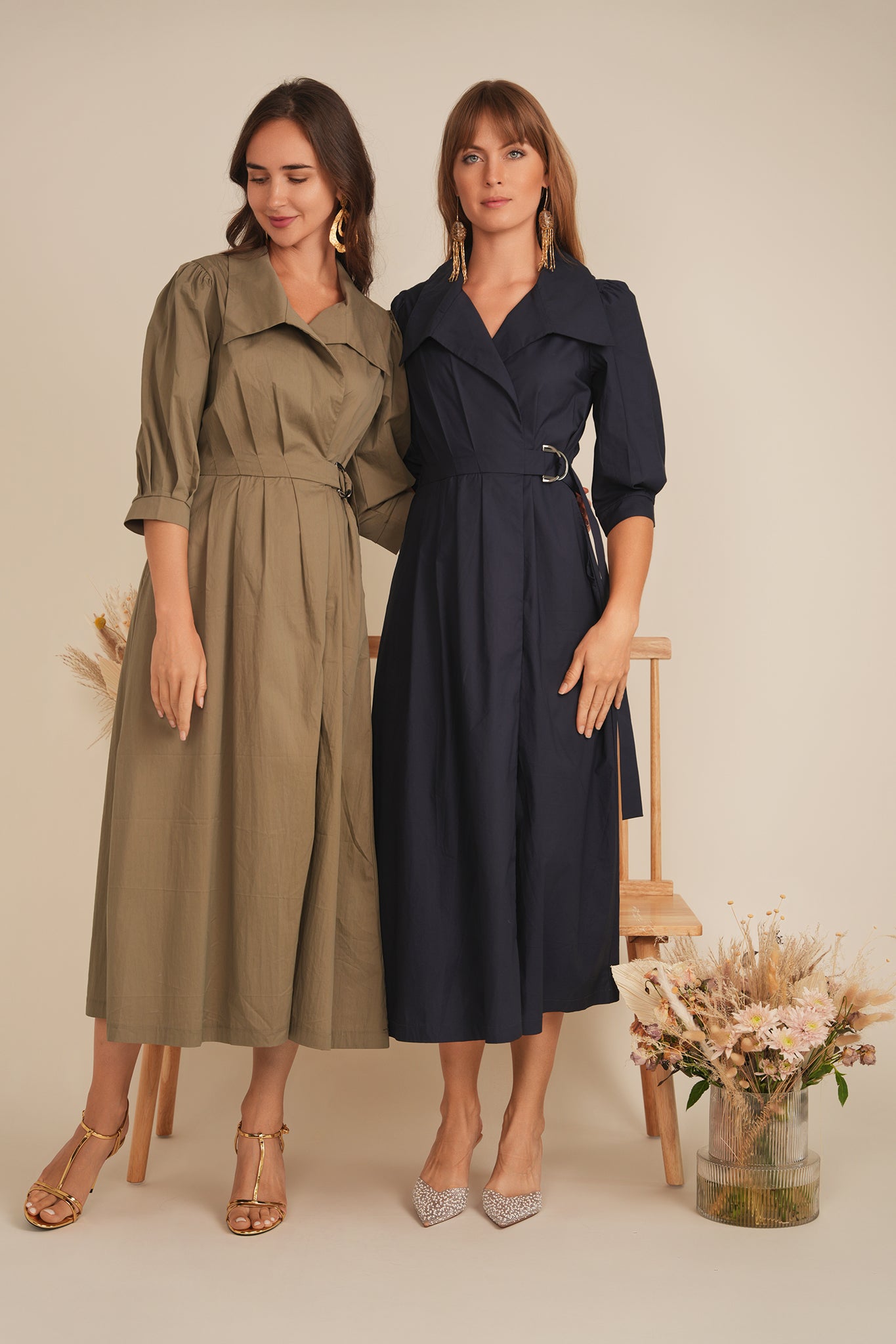 Cotton Midi Wrap Dress in by Midi