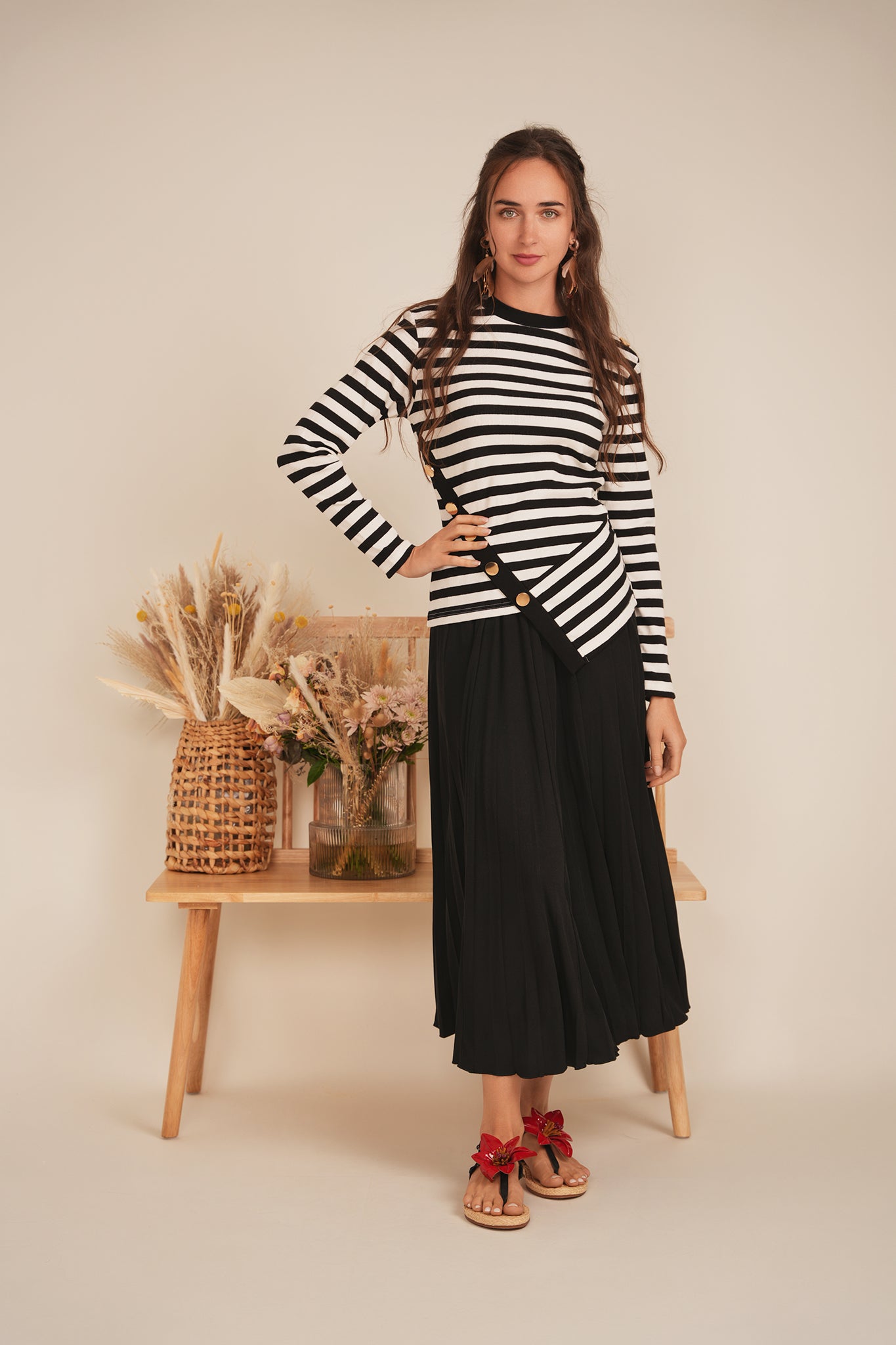Striped Asymetric Cut Top in by Marjun