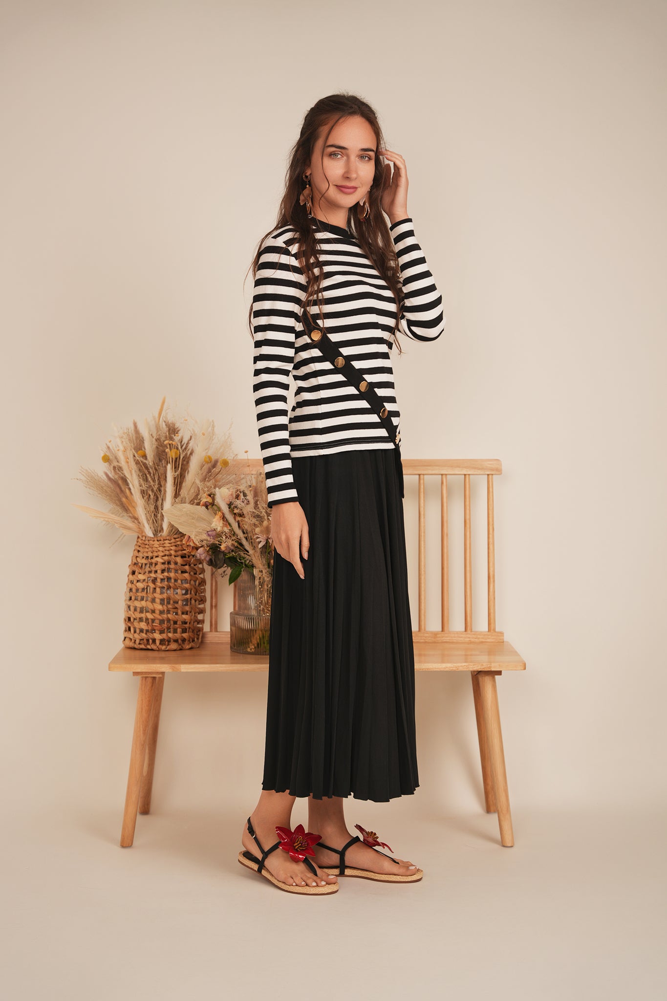 Striped Asymetric Cut Top in by Marjun