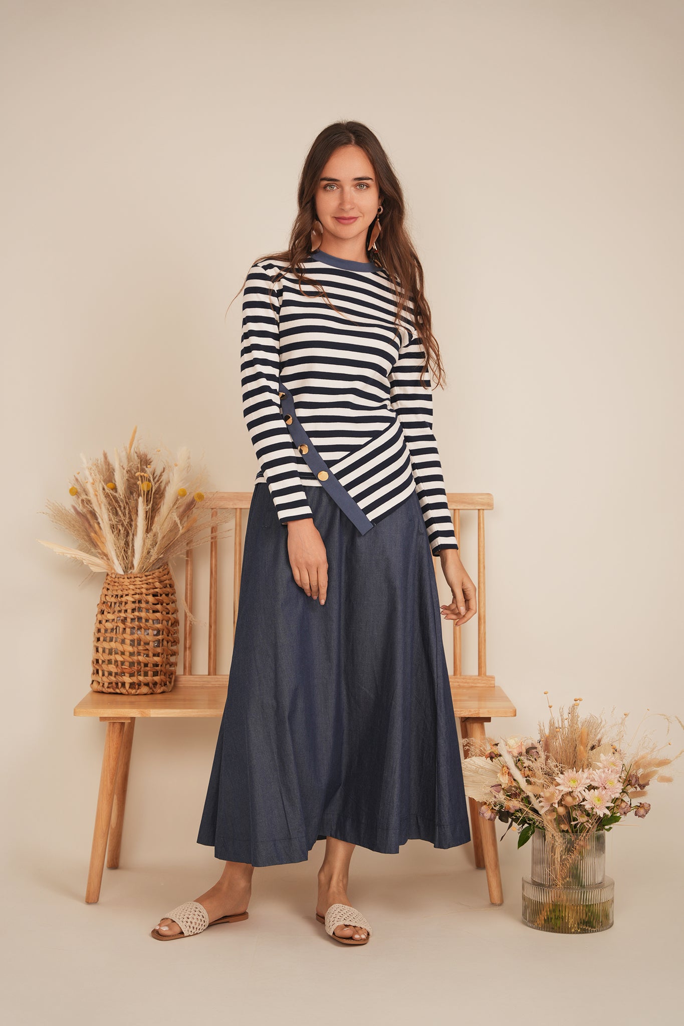 Striped Asymetric Cut Top in by Marjun