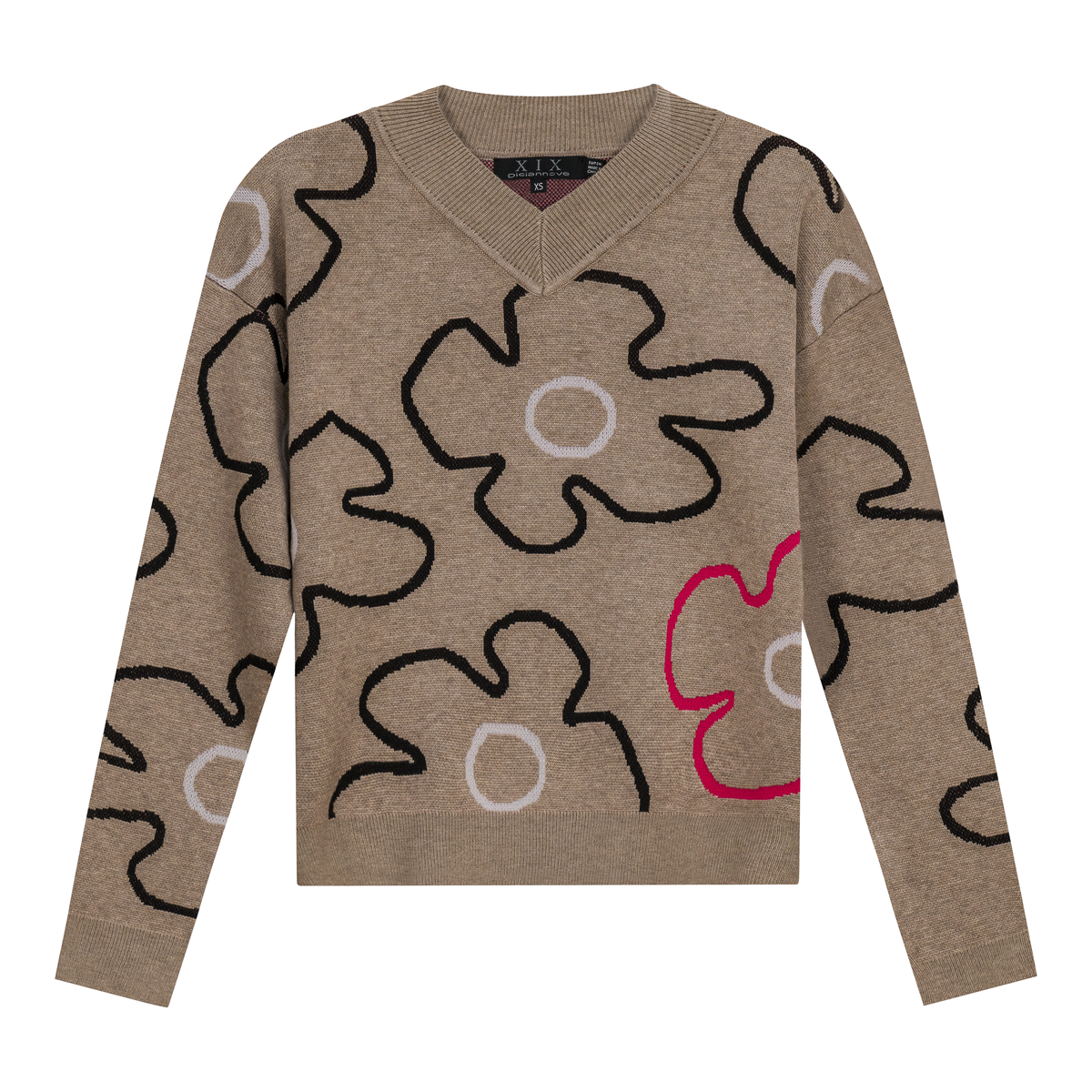 Floral Knit Sweater in Stone by Diciannove