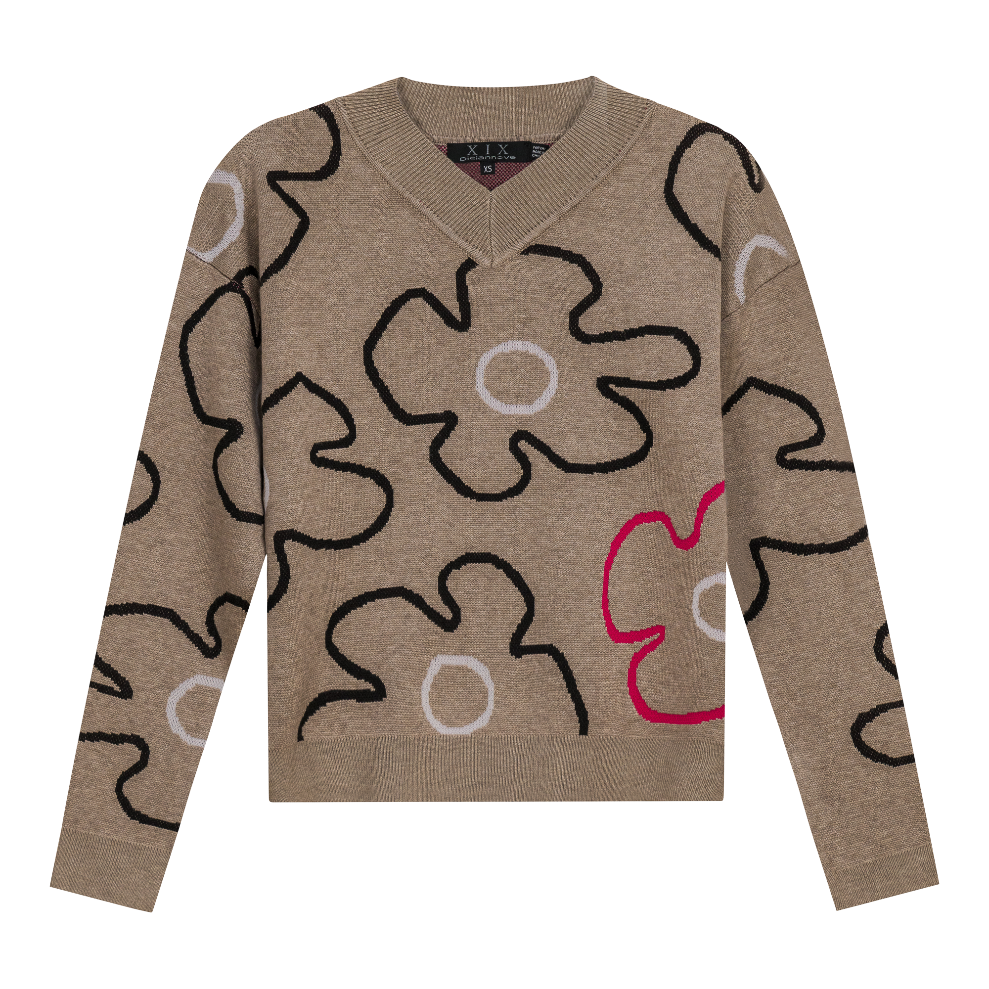 Floral Knit Sweater in Stone by Diciannove