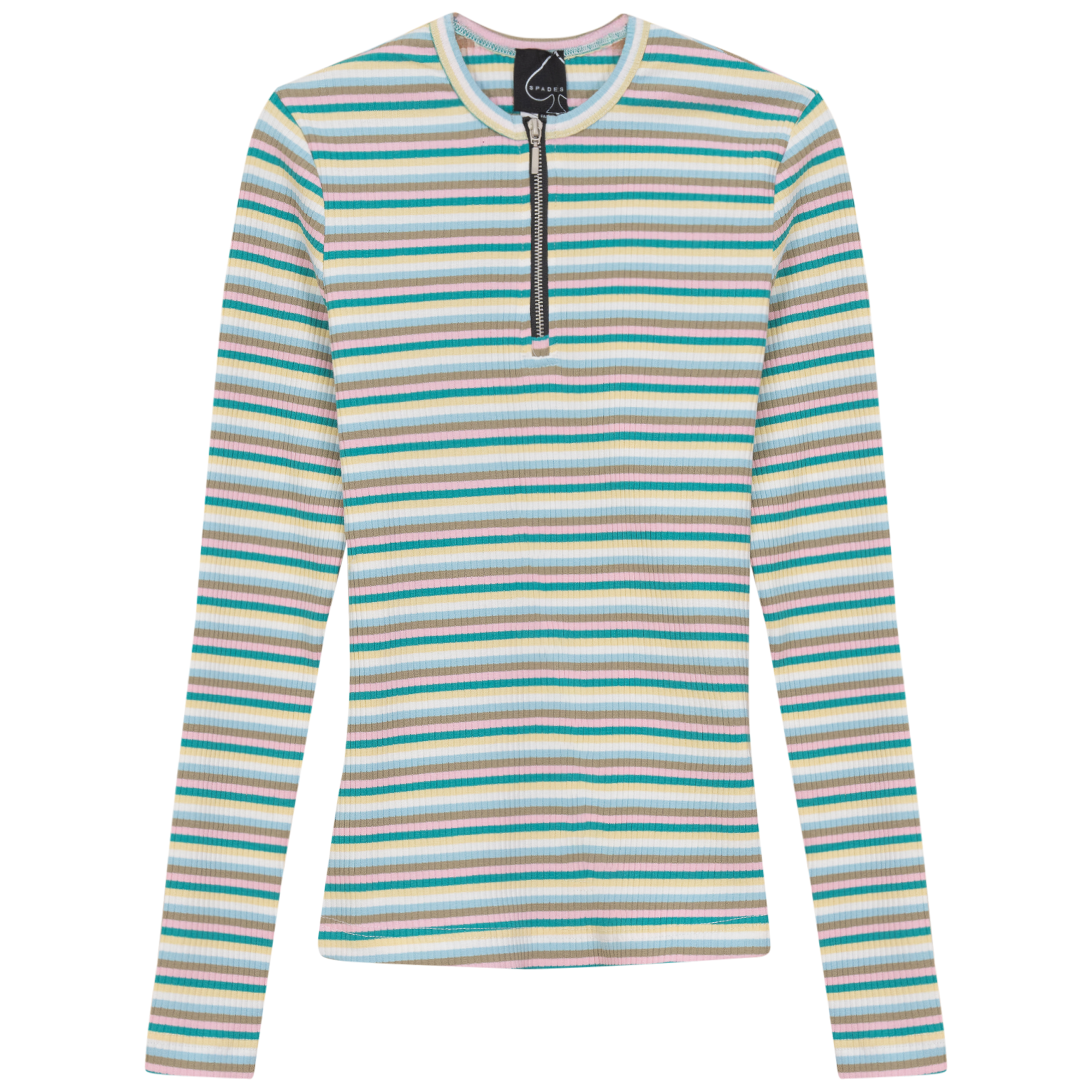 Striped Henley Tee in Blue Green by Spades