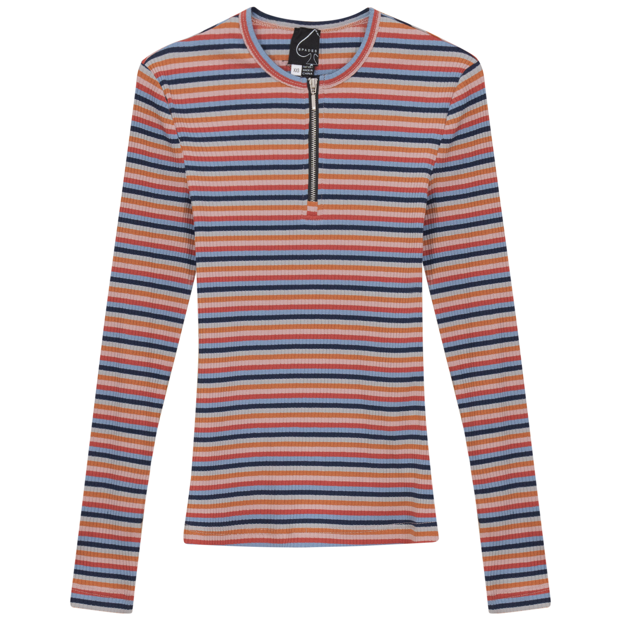 Striped Henley Tee in Dark Denim Red by Spades