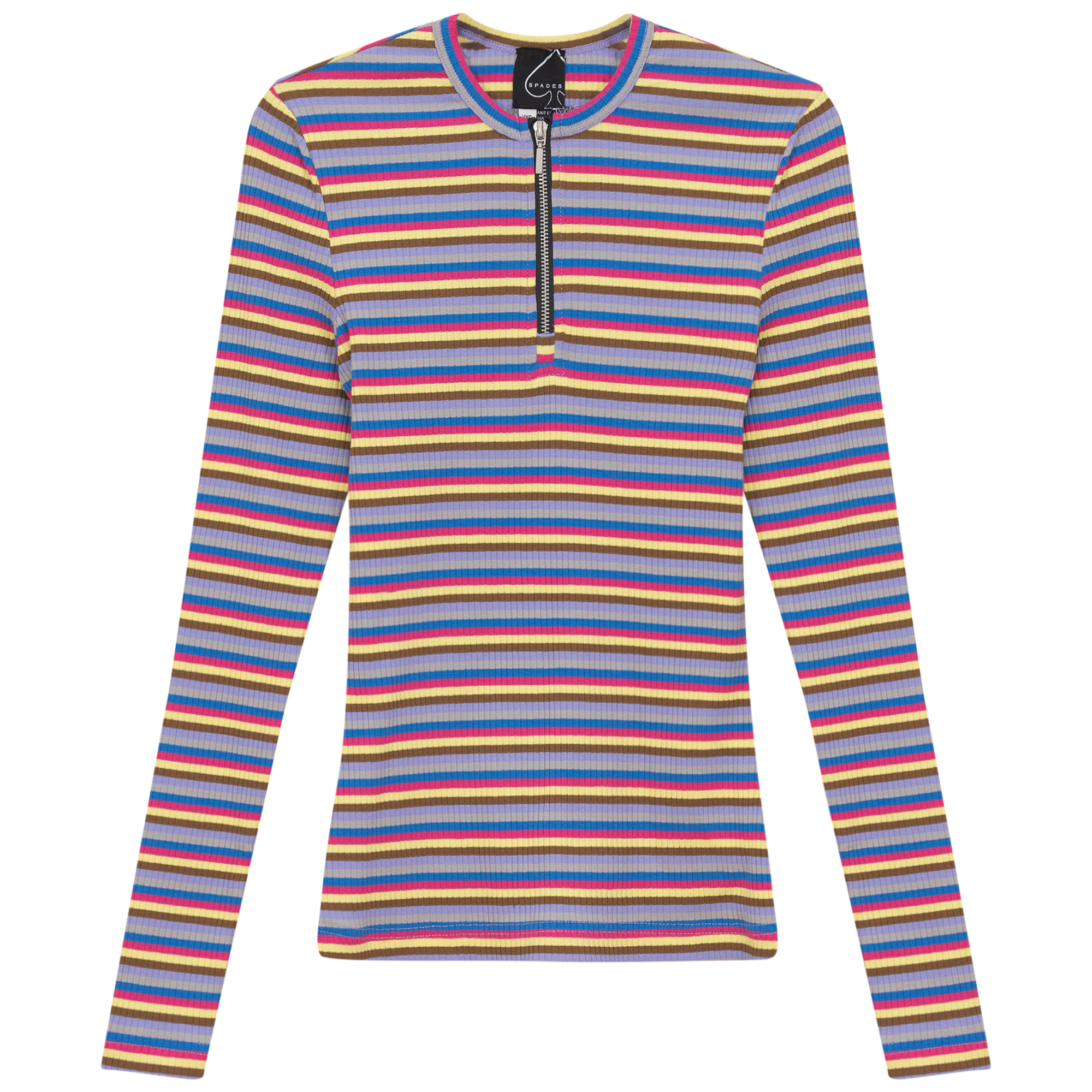 Striped Henley Tee in Pink Sapphire by Spades