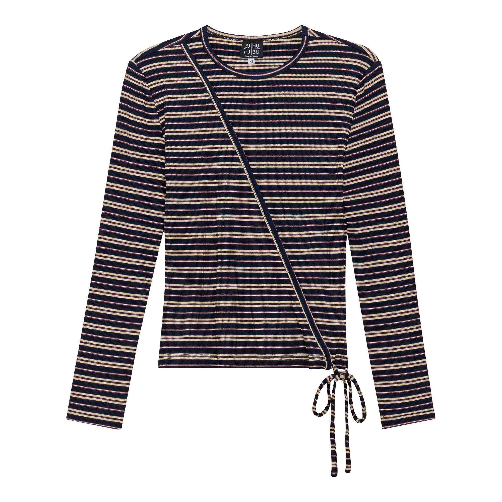 Striped Wrap Tee in Dark Denim by BuHu