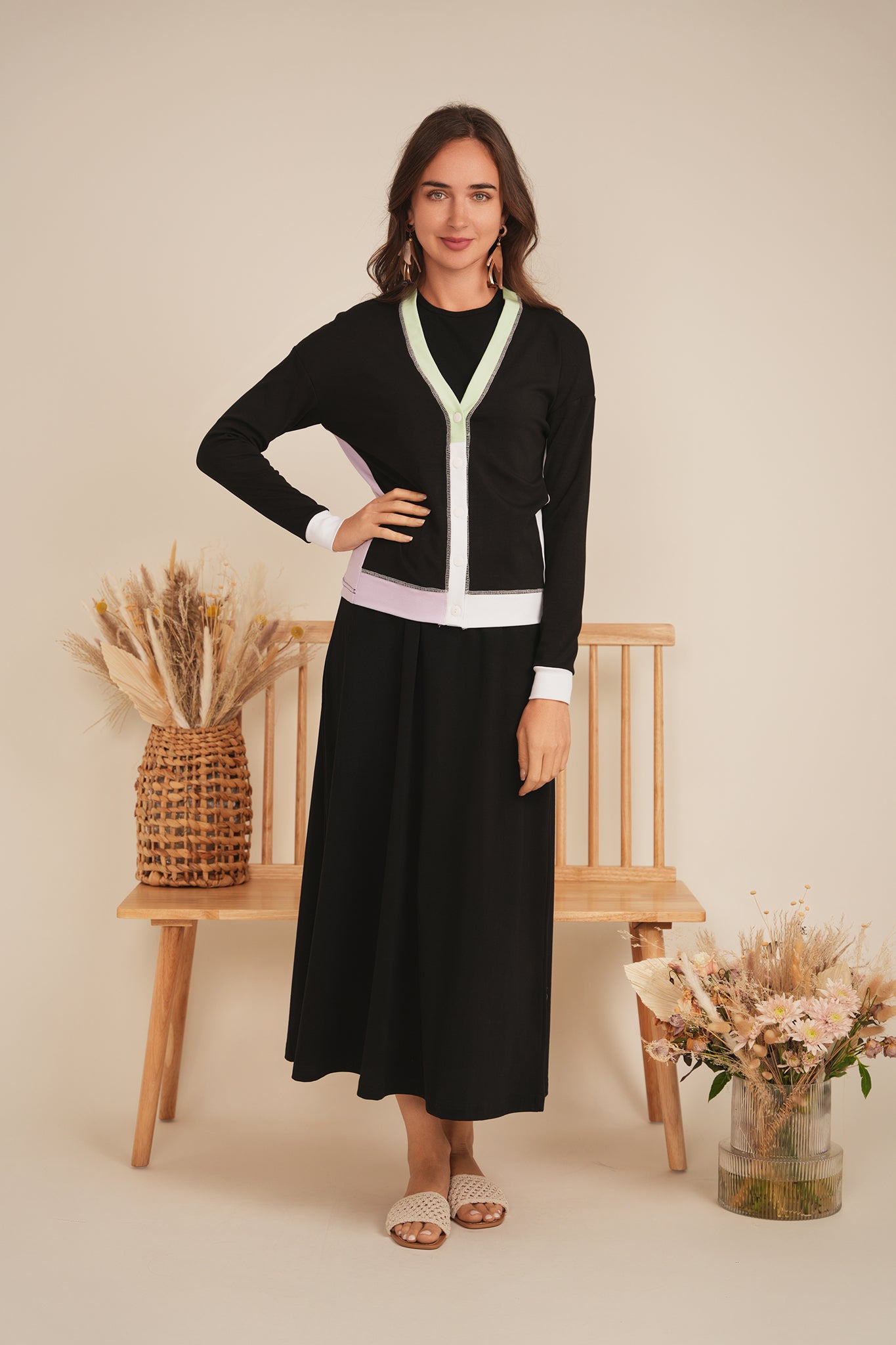 Color Blocked Cardigan in by MiuMax