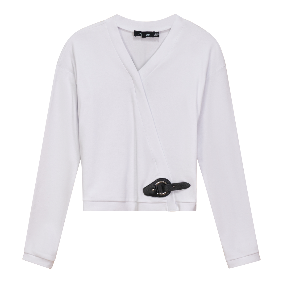 Cotton Wrap Knit Cardigan in White by MiuMax
