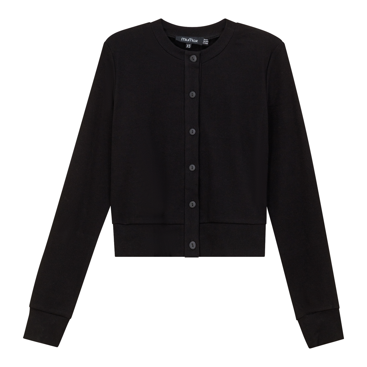 Cropped Ribbed Cardigan in Black by MiuMax