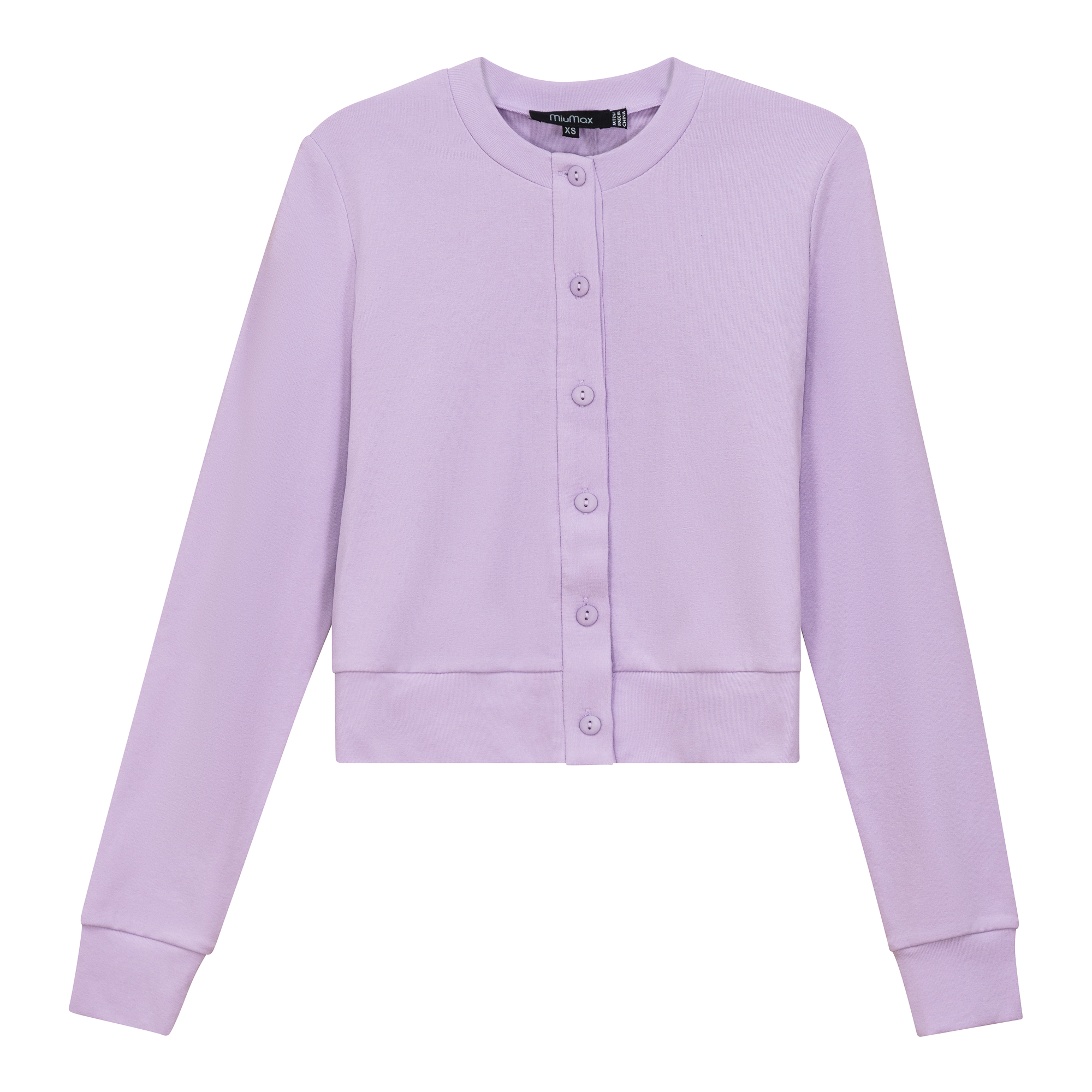 Cropped Ribbed Cardigan in Lilac by MiuMax