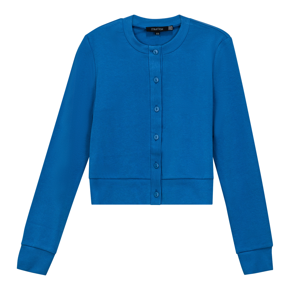 Cropped Ribbed Cardigan in Seapopt by MiuMax