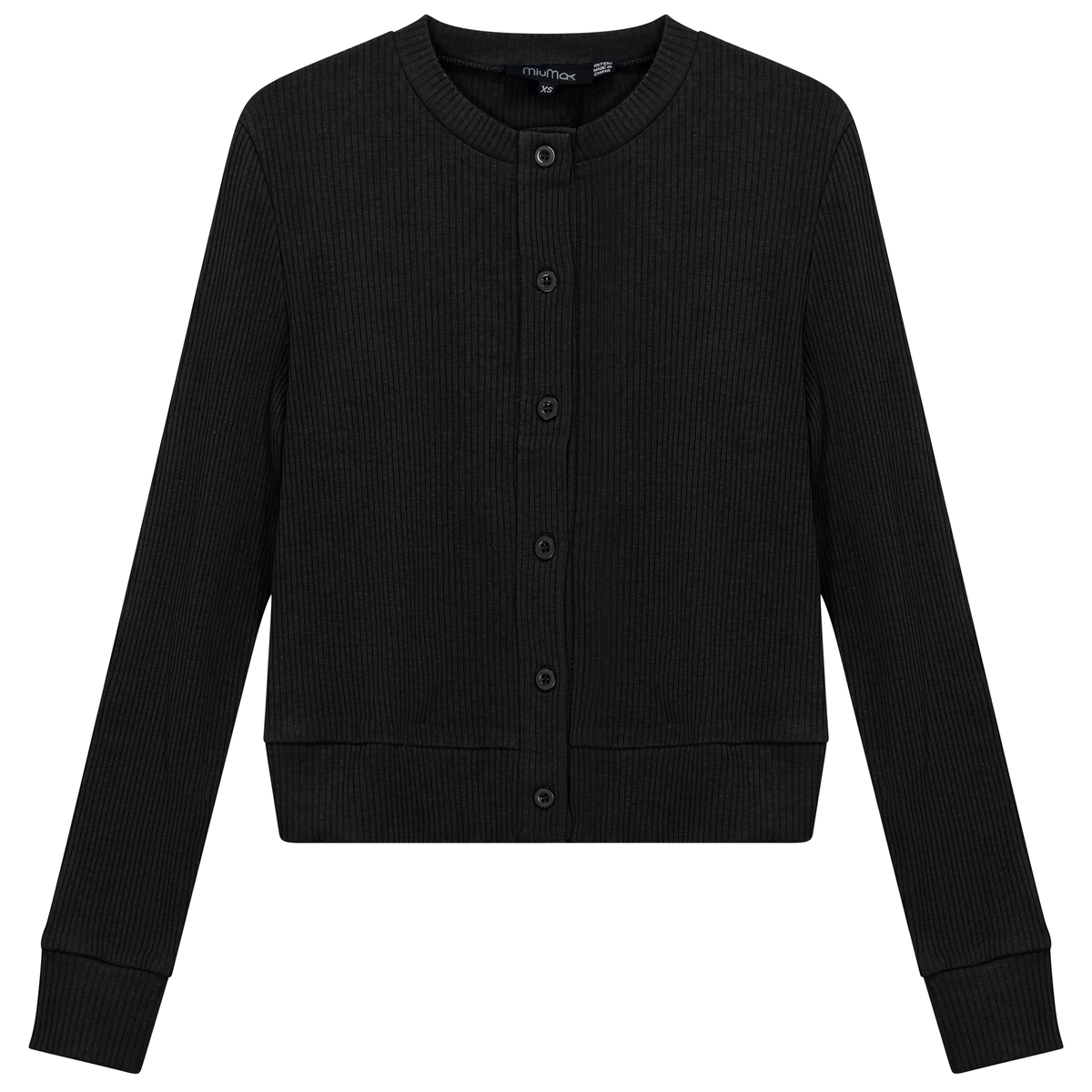 Cropped Ribbed Cardigan in Black by MiuMax
