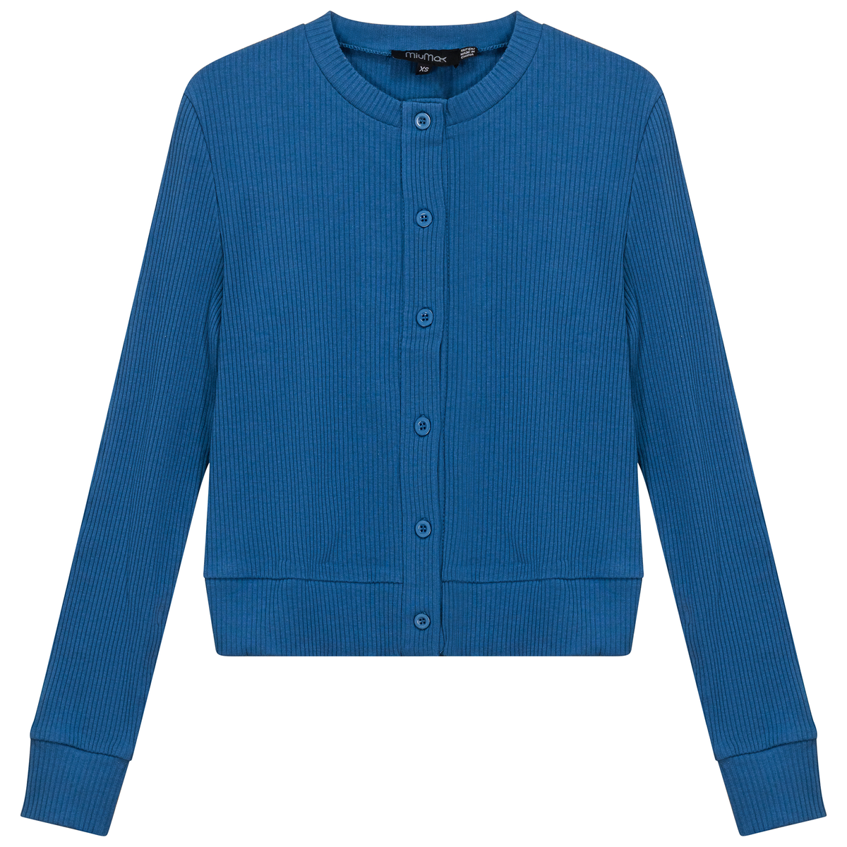 Cropped Ribbed Cardigan in Chambray by MiuMax