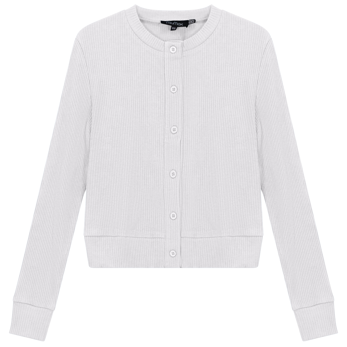 Cropped Ribbed Cardigan in White by MiuMax